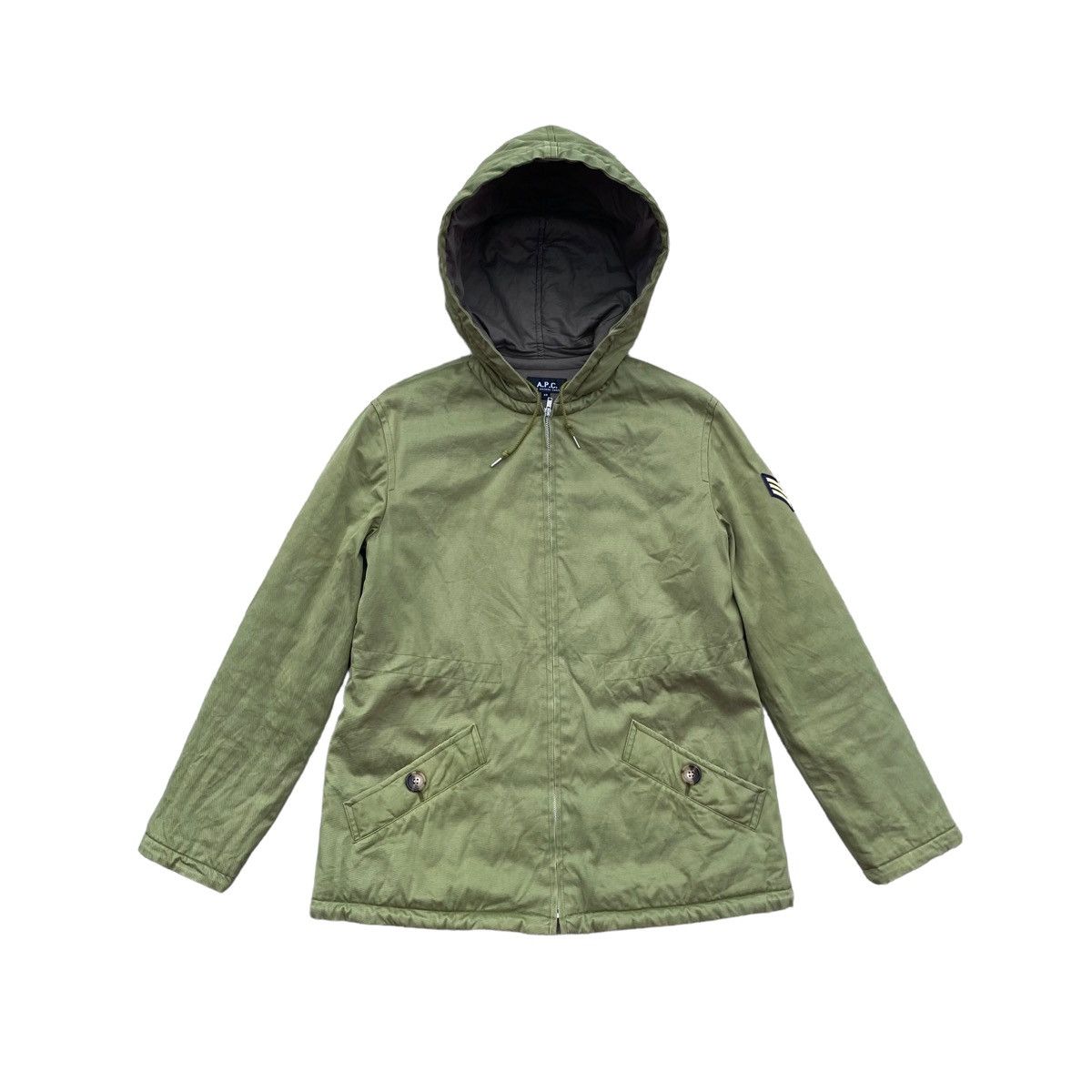 A.P.C. APC Olive Canvas Hoodie Size US M / EU 48-50 / 2 - 1 Thumbnail