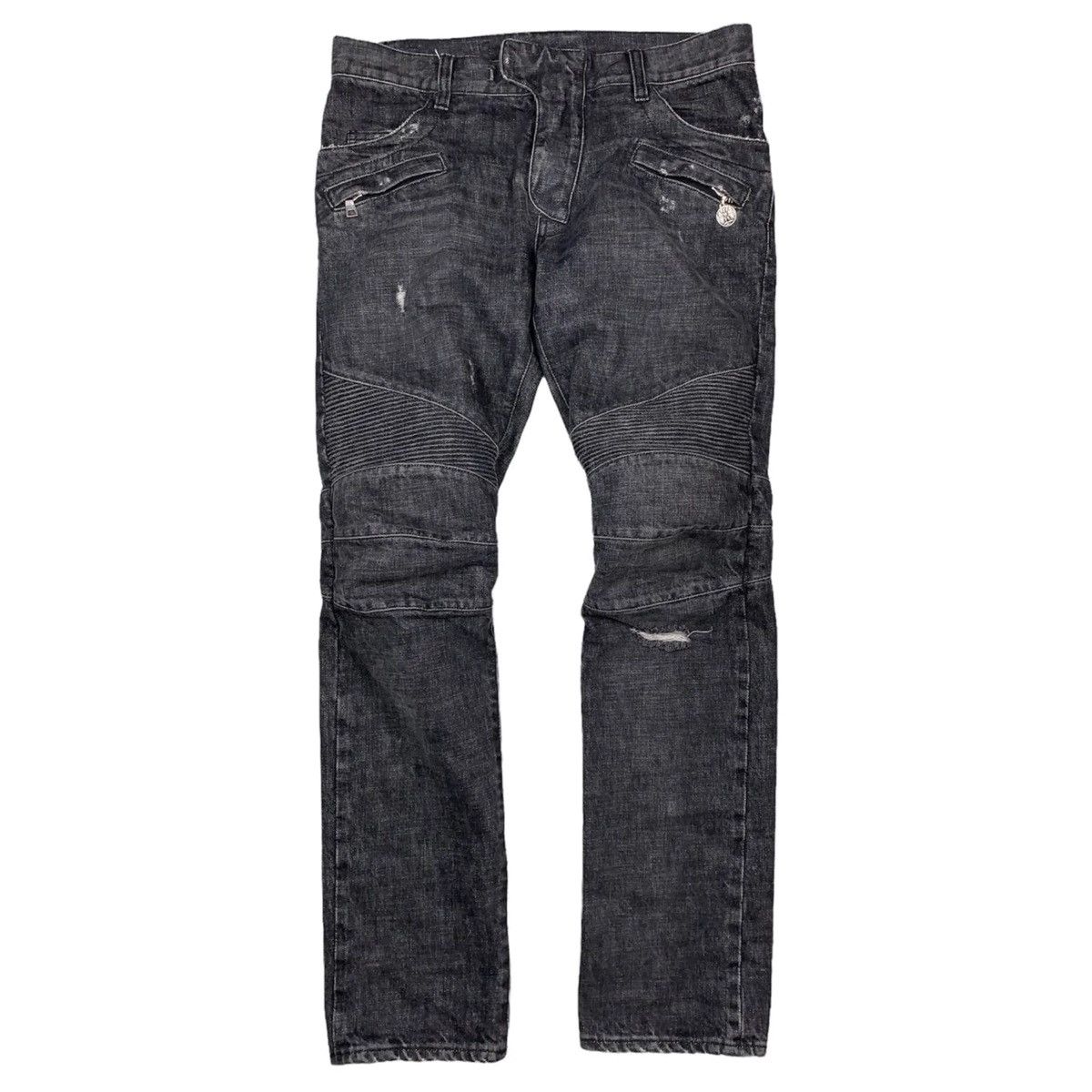 Balmain FW11 Decarnin Washed Blue Biker Denim - Ākaibu Store