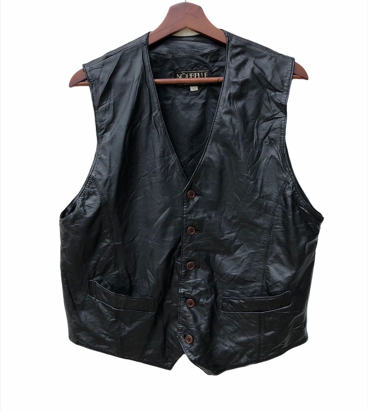 Genuine Leather Japanese Brand Noubelle Leather Vest Jacket Size US L / EU 52-54 / 3 - 1 Thumbnail