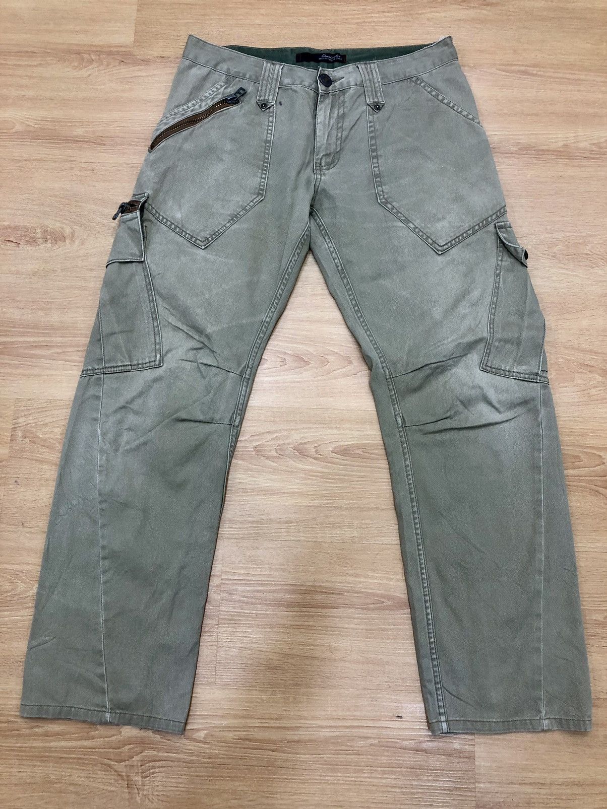 image of Seditionaries Dominate Handcrafted Cargo Pants Back Buckle Multipocket in Khaki, Men's (Size 31)