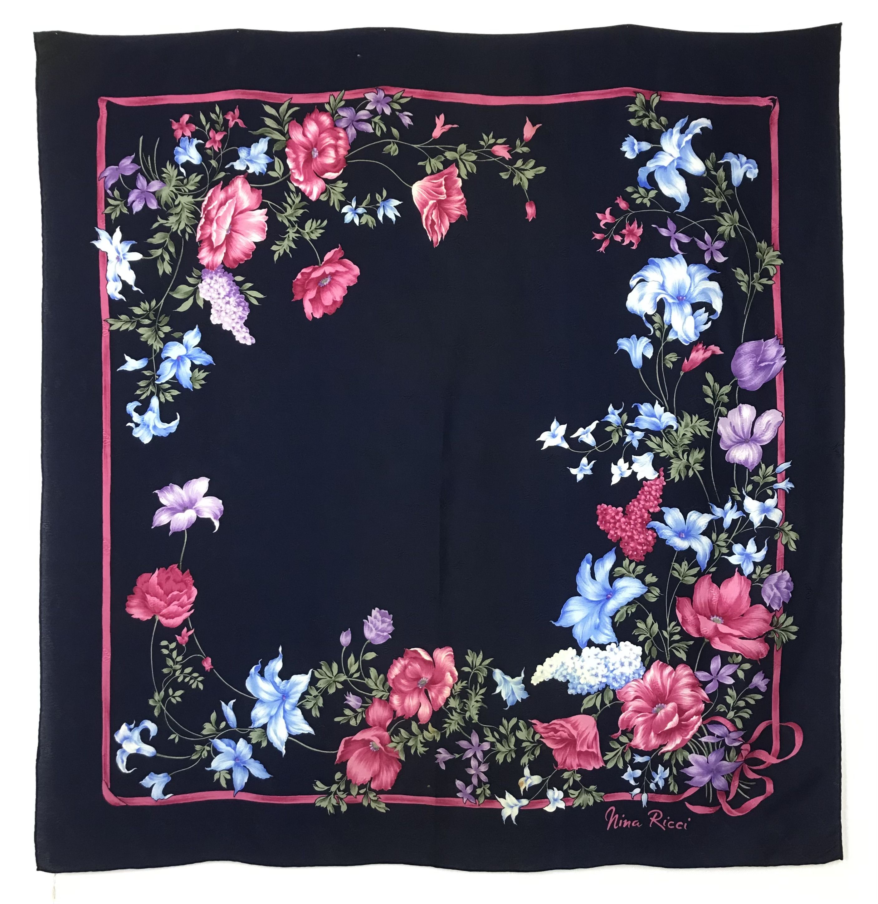 NR809 Vintage Nina Ricci Floral Silk Scarf
