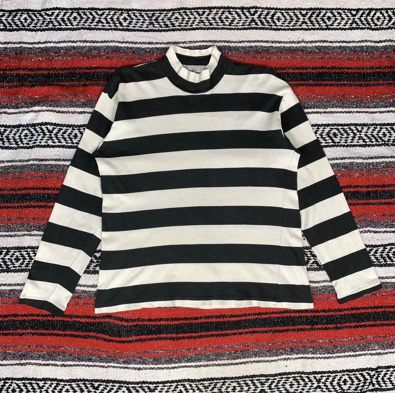 Yohji Yamamoto Work Shop Yohji Yamamoto Shirt Stripe TurtleNeck Distressed Size US S / EU 44-46 / 1 - 1 Thumbnail