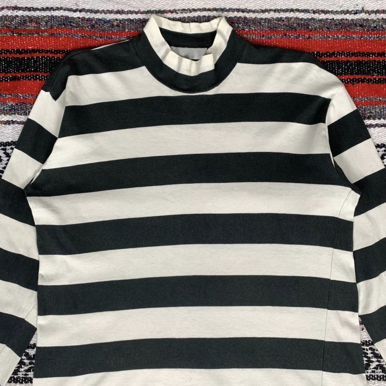 Yohji Yamamoto Work Shop Yohji Yamamoto Shirt Stripe TurtleNeck Distressed Size US S / EU 44-46 / 1 - 3 Thumbnail