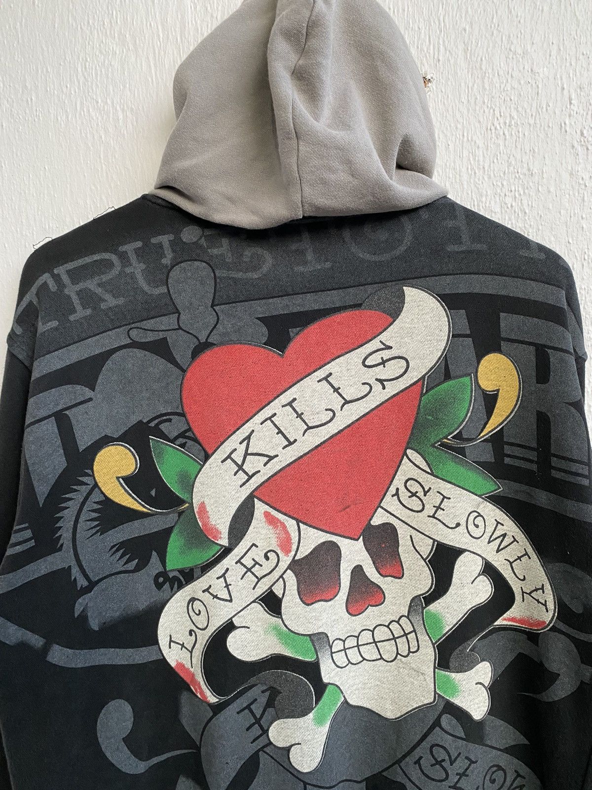 Christian Audigier Vintage Ed Hardy Big Print Hoodie Zip Up Made In Usa Size US XL / EU 56 / 4 - 11 Thumbnail