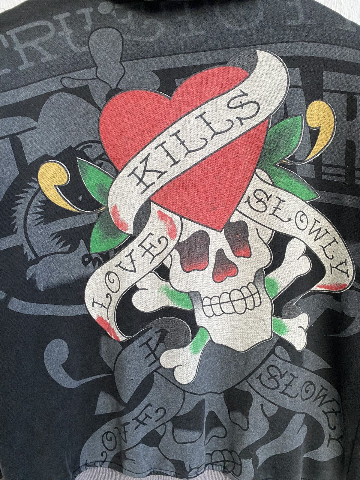 Christian Audigier Vintage Ed Hardy Big Print Hoodie Zip Up Made In Usa Size US XL / EU 56 / 4 - 12 Thumbnail