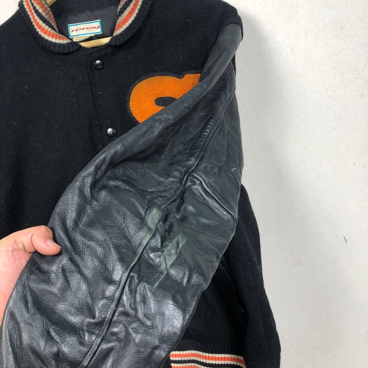 Vintage Vintage 80s Spray Varsity Stadium Leather Jacket Streetwear Size US M / EU 48-50 / 2 - 8 Thumbnail