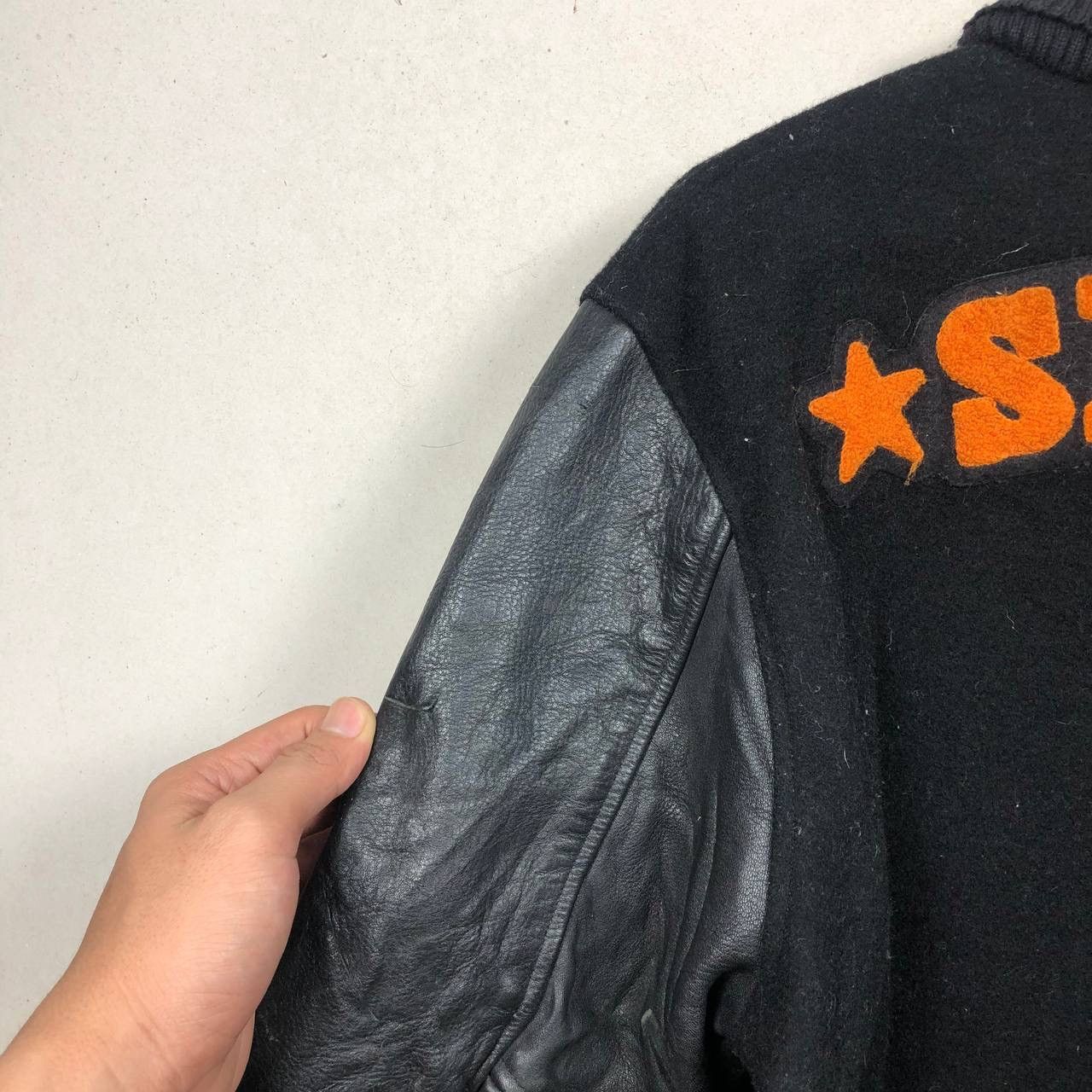 Vintage Vintage 80s Spray Varsity Stadium Leather Jacket Streetwear Size US M / EU 48-50 / 2 - 5 Thumbnail