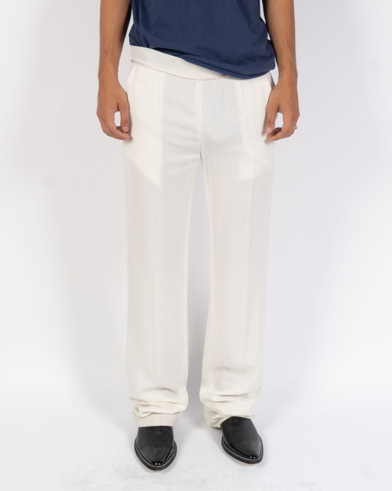image of Haider Ackermann Ss15 Phaseolus Ivory Trousers Sample in White, Men's (Size 30)