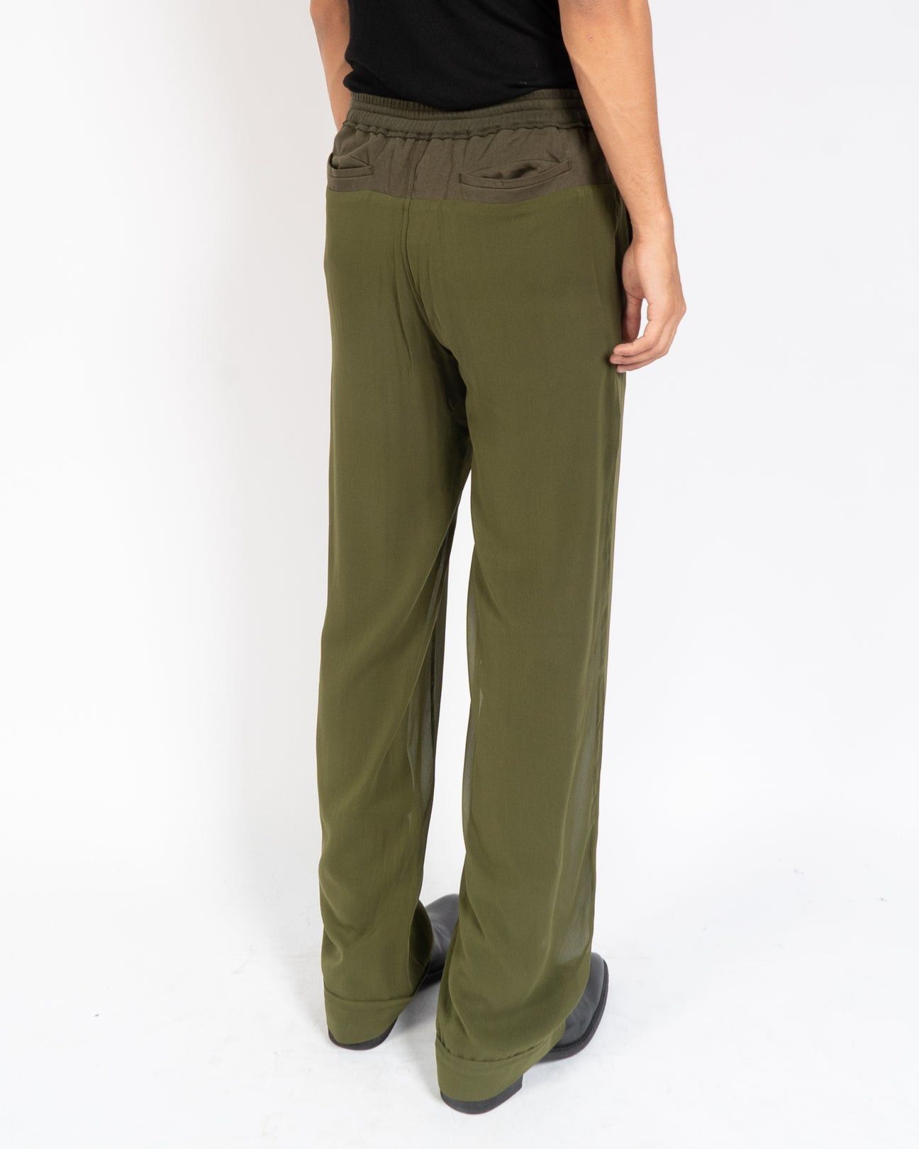 Haider Ackermann SS20 Adjudant Relaxed Khaki Silk Trousers Size US 30 / EU 46 - 3 Thumbnail