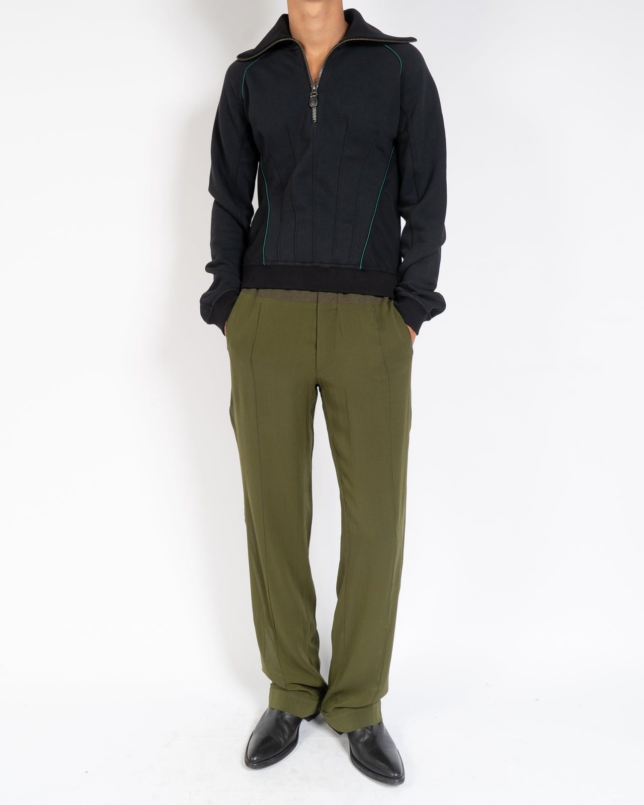 Haider Ackermann SS20 Adjudant Relaxed Khaki Silk Trousers Size US 30 / EU 46 - 5 Thumbnail