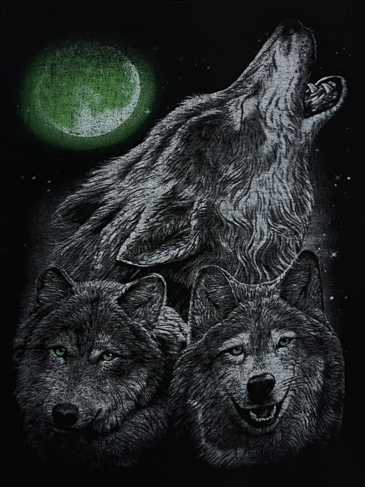Vintage Vintage Tee Three Wolf Wild In Hallowen Night Tee Size US L / EU 52-54 / 3 - 5 Thumbnail