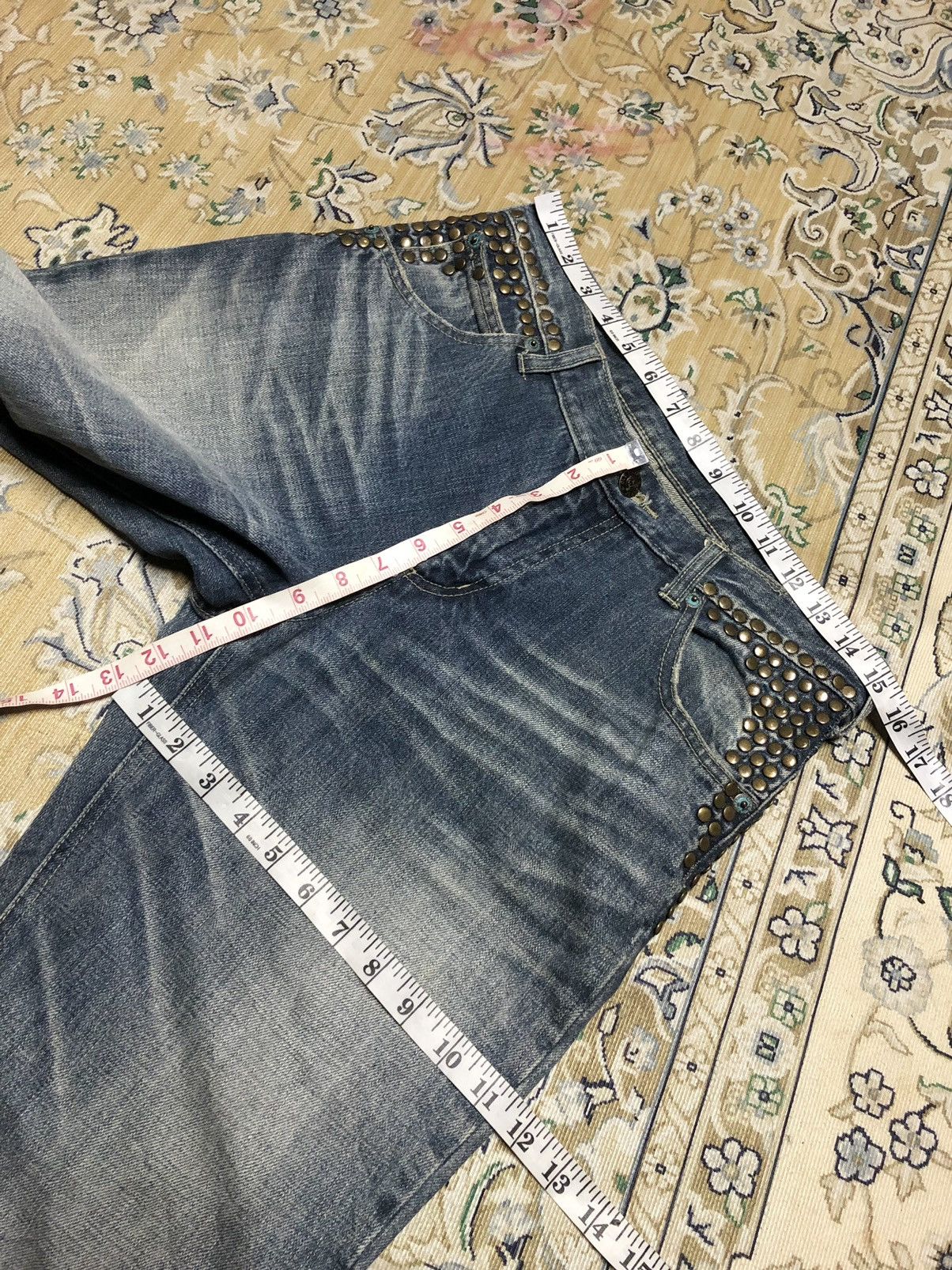 Japanese Brand STUDDED⚡️⚡️WASHED BLUE DENIM BY TRIM CO LTD Size US 30 / EU 46 - 8 Thumbnail