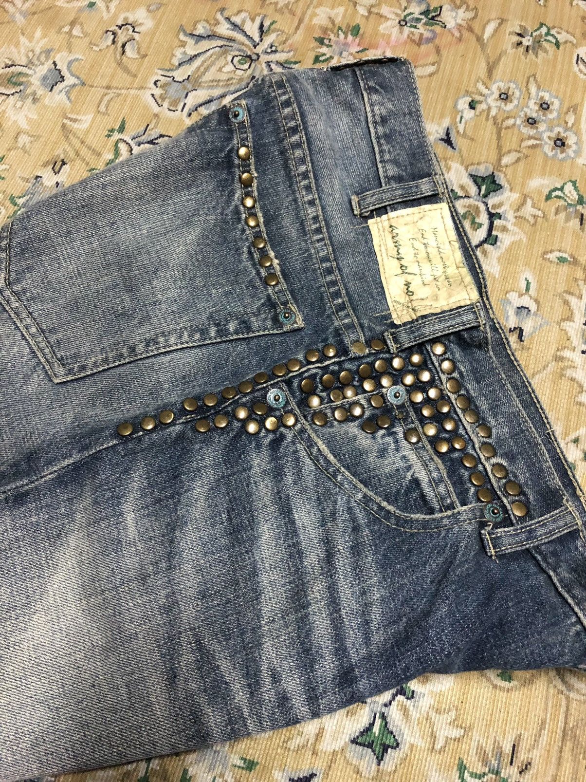 Japanese Brand STUDDED⚡️⚡️WASHED BLUE DENIM BY TRIM CO LTD Size US 30 / EU 46 - 5 Thumbnail
