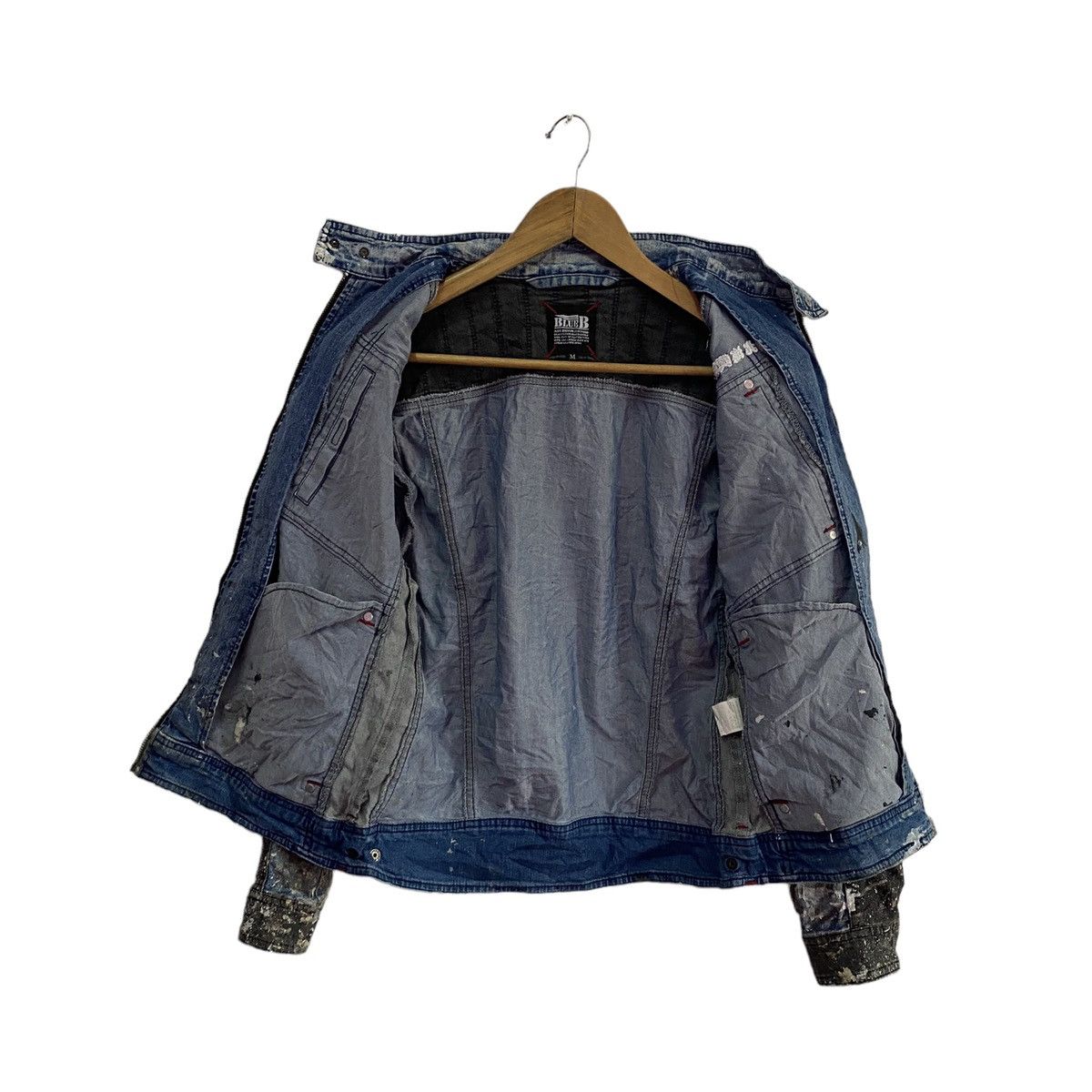 Blue Blue Japan VINTAGE BLUE B DIRTY PAINTER SPLASH MOTO JACKET Size US S / EU 44-46 / 1 - 5 Thumbnail