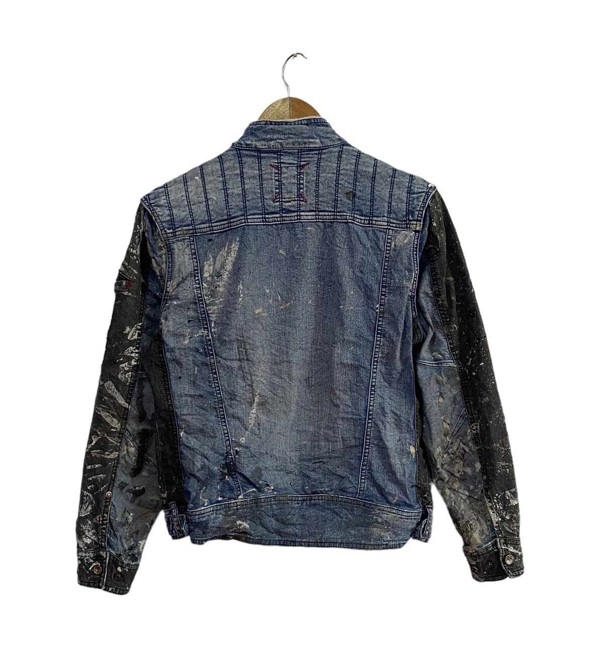 Blue Blue Japan VINTAGE BLUE B DIRTY PAINTER SPLASH MOTO JACKET Size US S / EU 44-46 / 1 - 2 Thumbnail