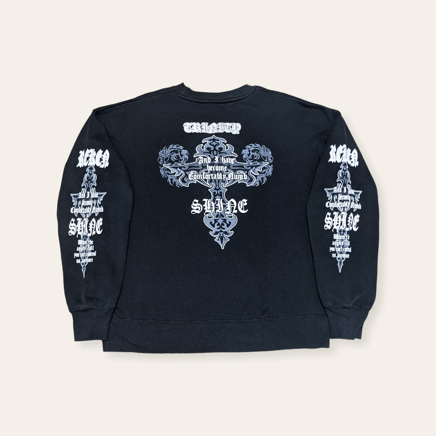 Vtg 90s Japan Streetwear Beaumere Metal Trinity Sweatshirt