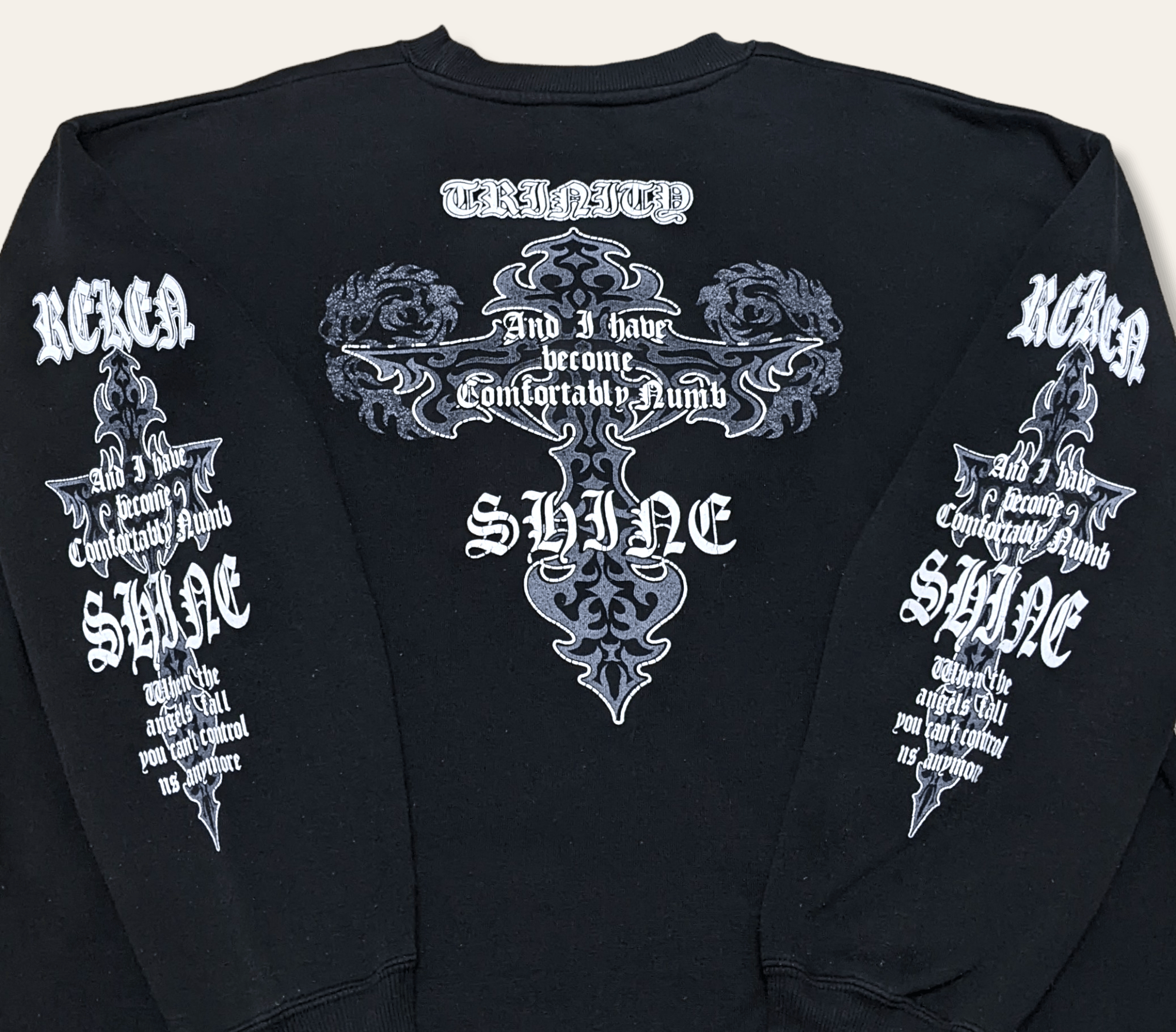 Japanese Brand × Seditionaries × Vintage Vtg 90s Japan Streetwear Beaumere Metal Trinity Sweatshirt Size US L / EU 52-54 / 3 - 3 Thumbnail