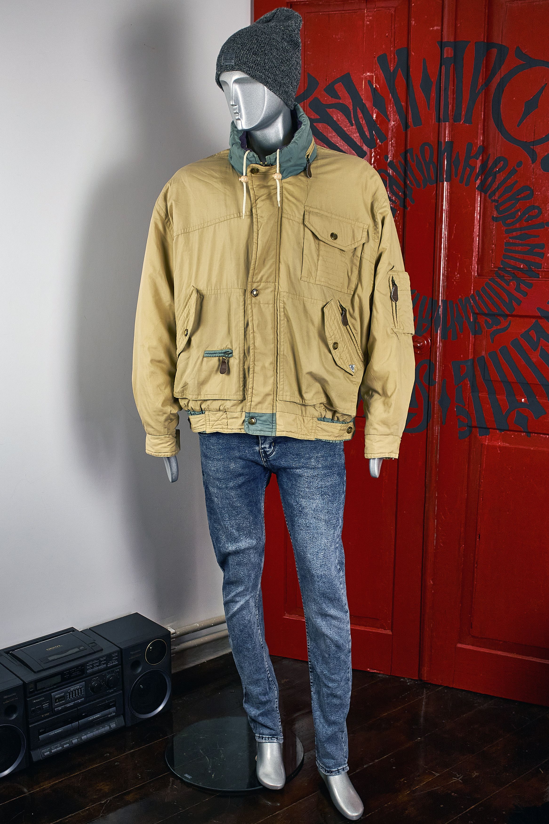 Angelo Litrico Vintage Y2K men's hooded bomber jacket military style Size US XL / EU 56 / 4 - 8 Thumbnail