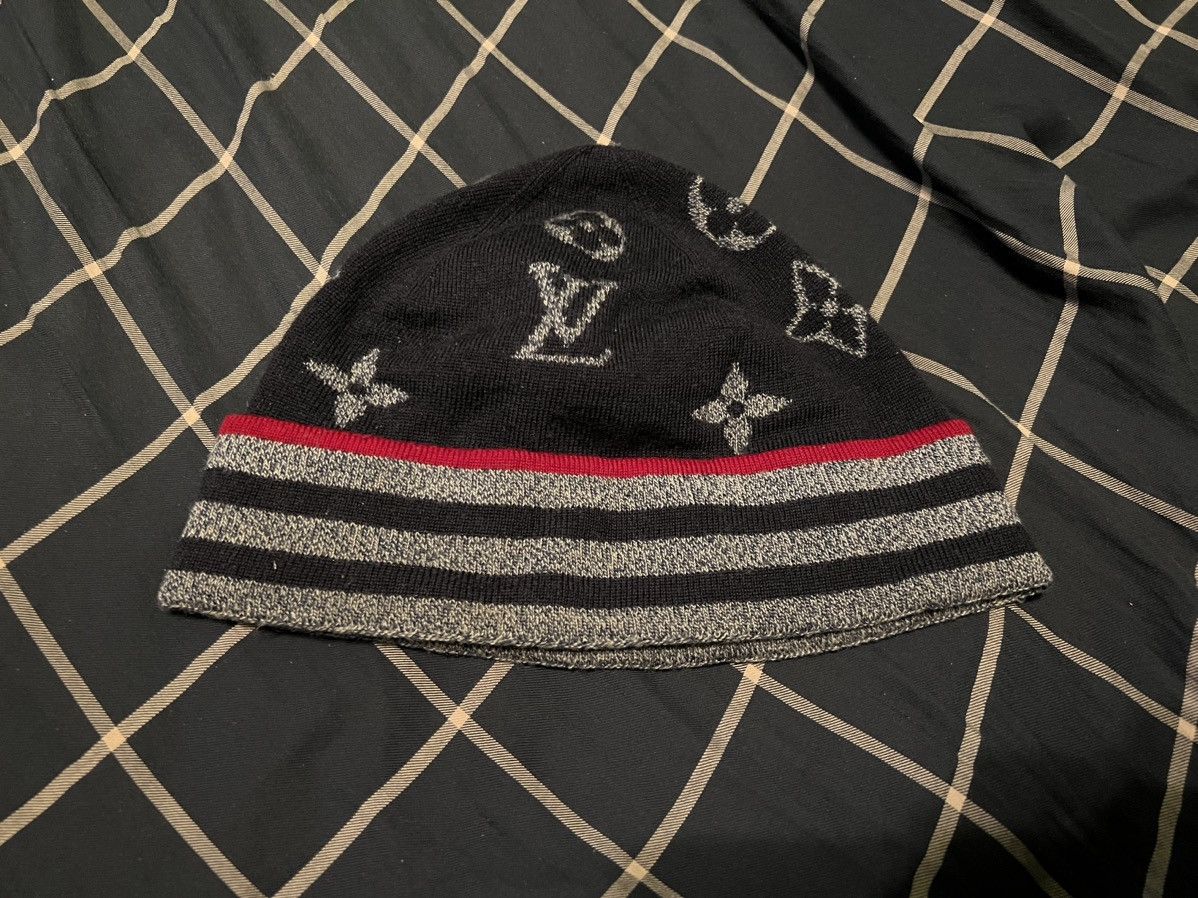 image of Louis Vuitton Lv Monogram Logo Beanie Winter Hat Scarf in Blue, Men's