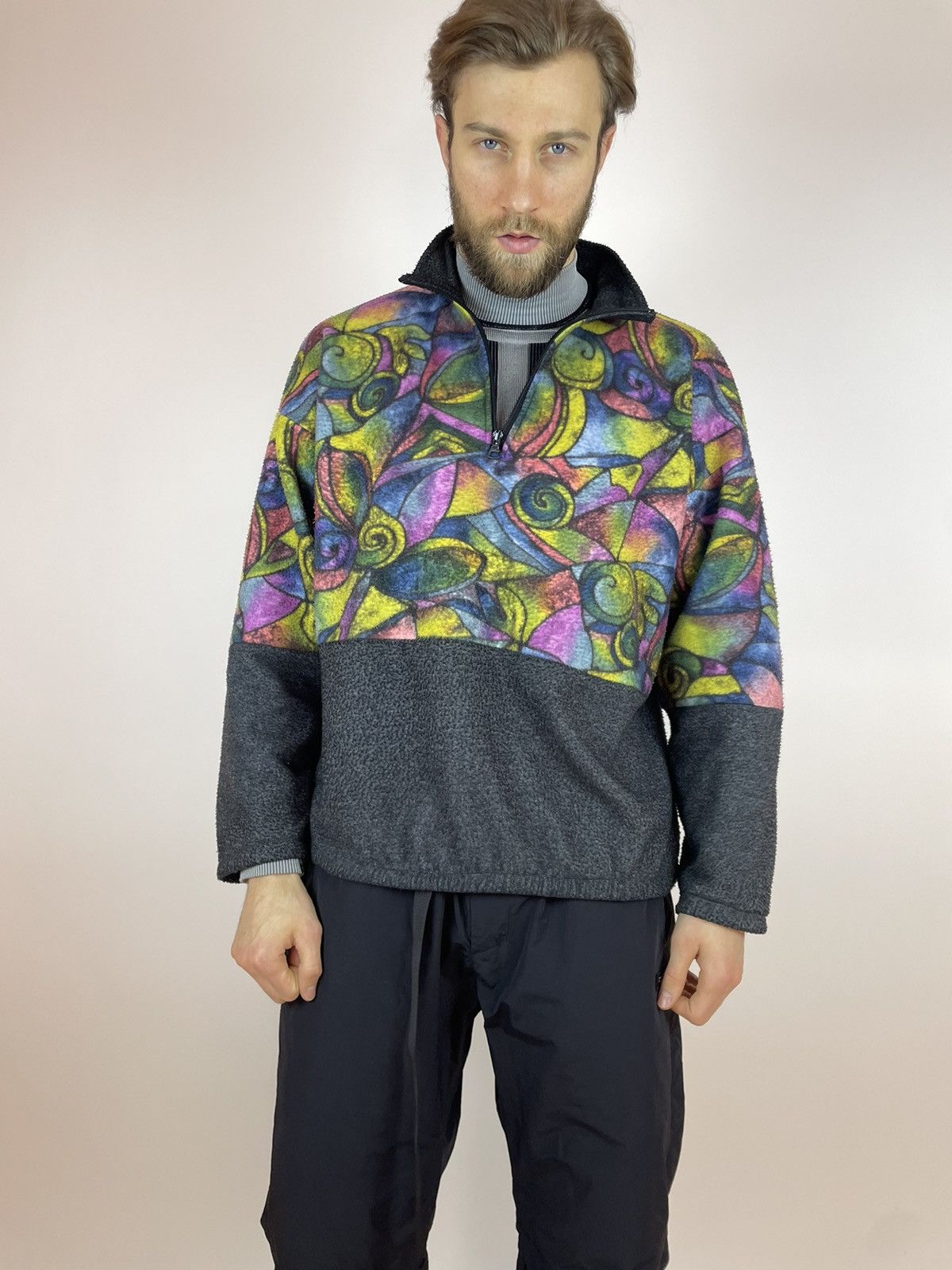 Vintage Vintage multicolour Aztec fleece Pullover half zip corpcore Size US L / EU 52-54 / 3 - 2 Thumbnail