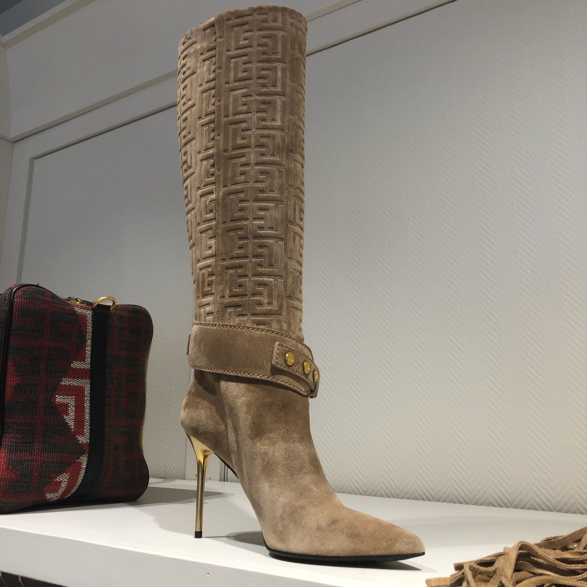 o1w1odb1y Boot Robin Suede Debossed Monogram in Brown