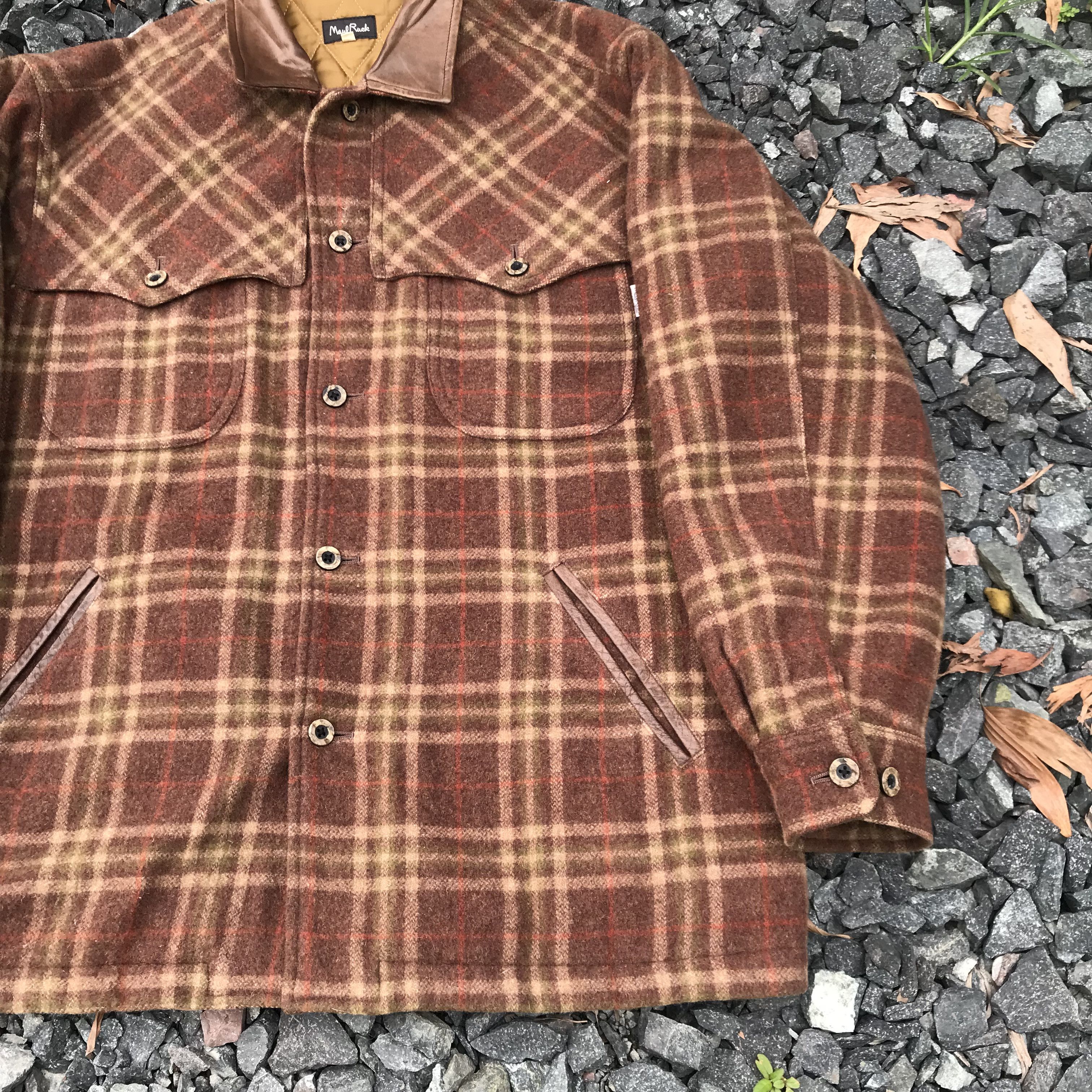 Vintage Vintage Maul Ruck wool checkered insulated leather collar Size US L / EU 52-54 / 3 - 3 Thumbnail
