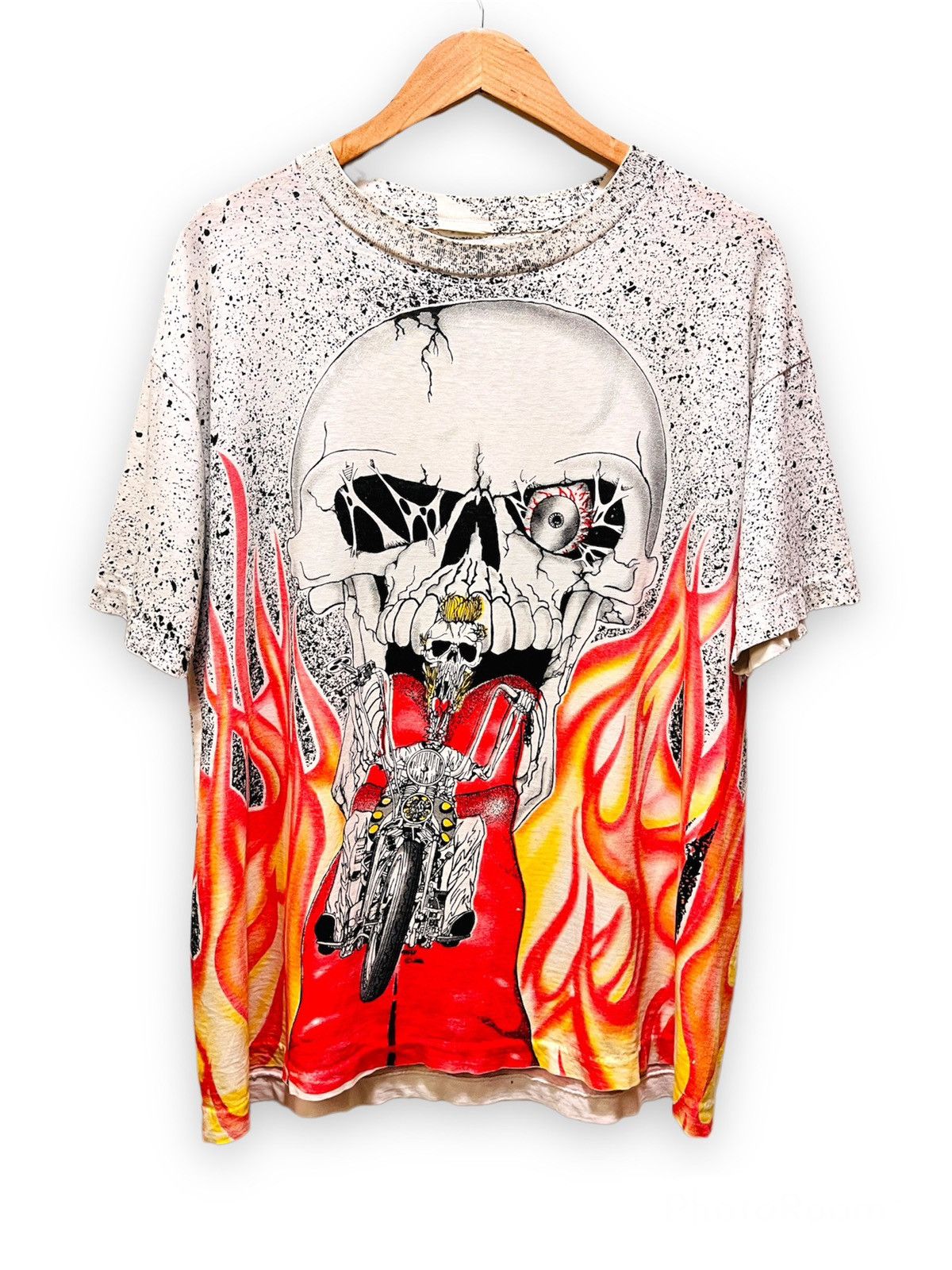 Other Vintage 90s Flaming Skull Biker AOP Shirt - XL Size US XL / EU 56 / 4 - 1 Thumbnail