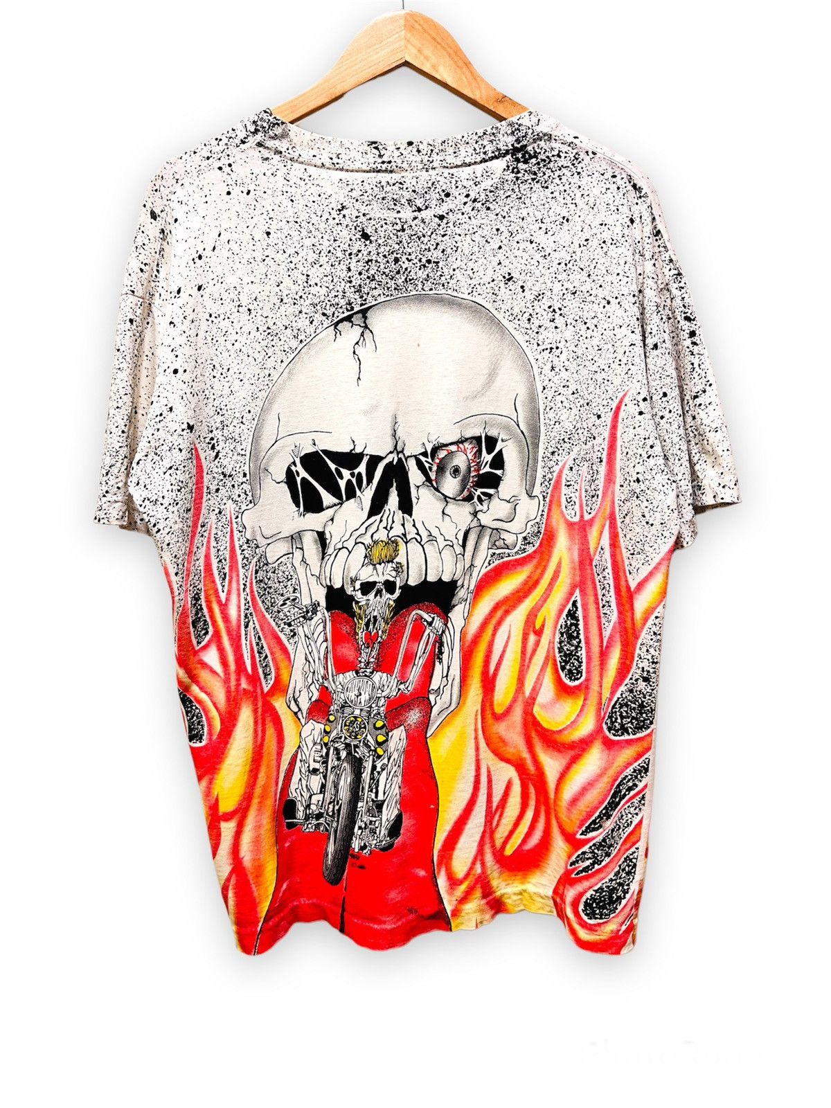 Other Vintage 90s Flaming Skull Biker AOP Shirt - XL Size US XL / EU 56 / 4 - 2 Thumbnail