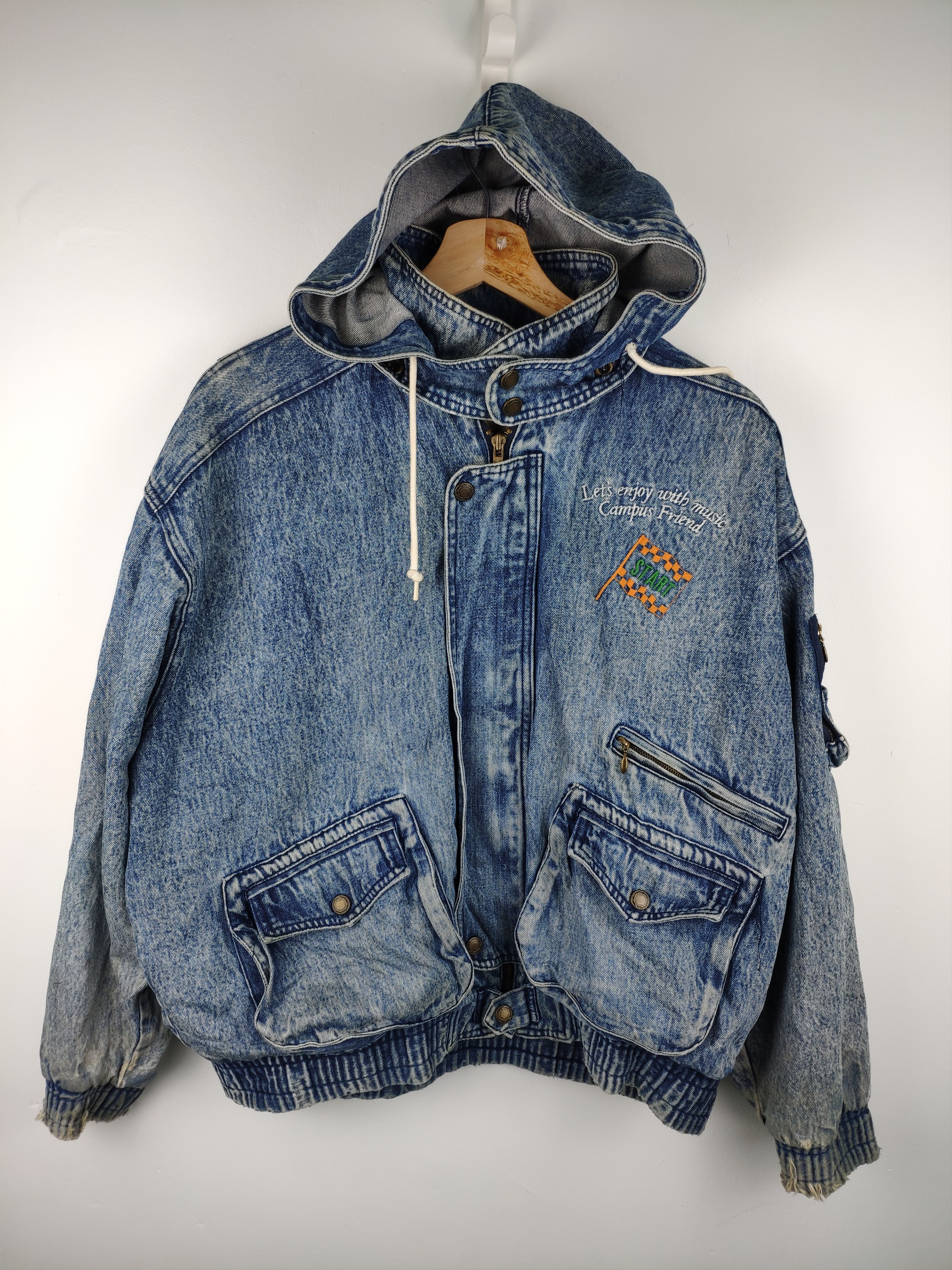 BEST OFFER 💥 Vintage Denim Jacket Hoodie Distressed