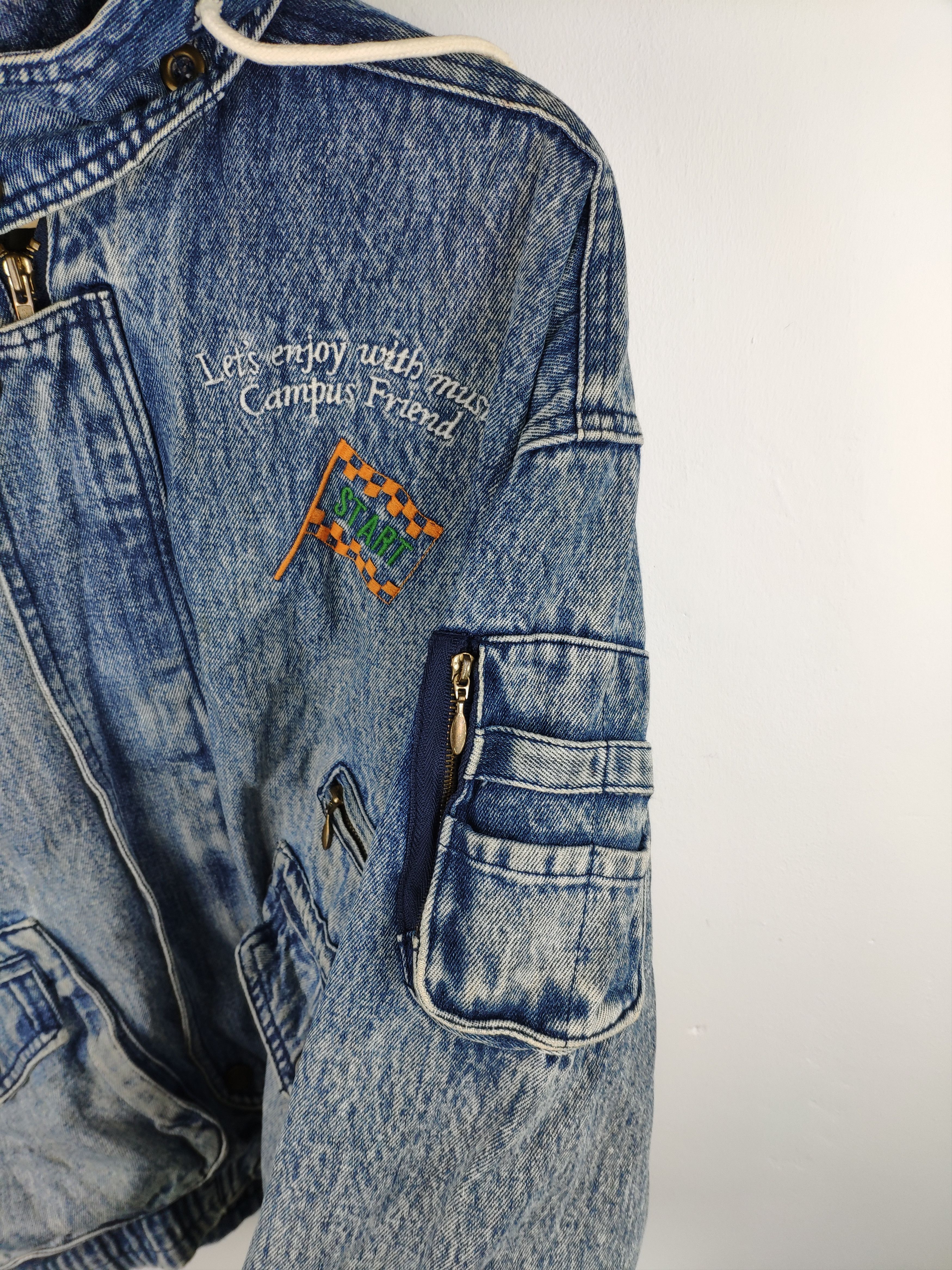 BEST OFFER 💥 Vintage Denim Jacket Hoodie Distressed