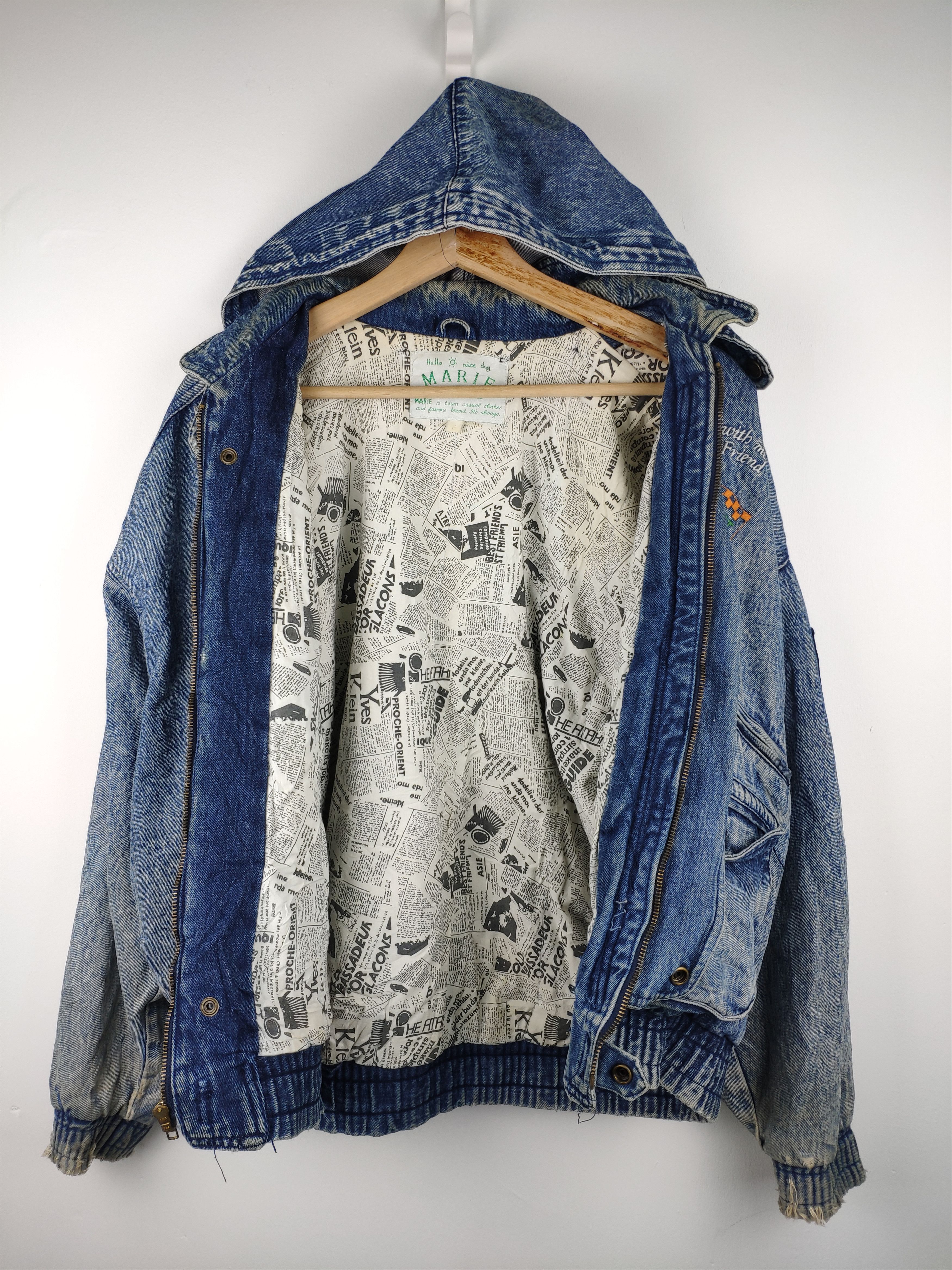 BEST OFFER 💥 Vintage Denim Jacket Hoodie Distressed