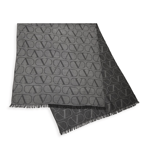 Valentino Garavani VLogo Signature Cashmere Scarf Stole Grey