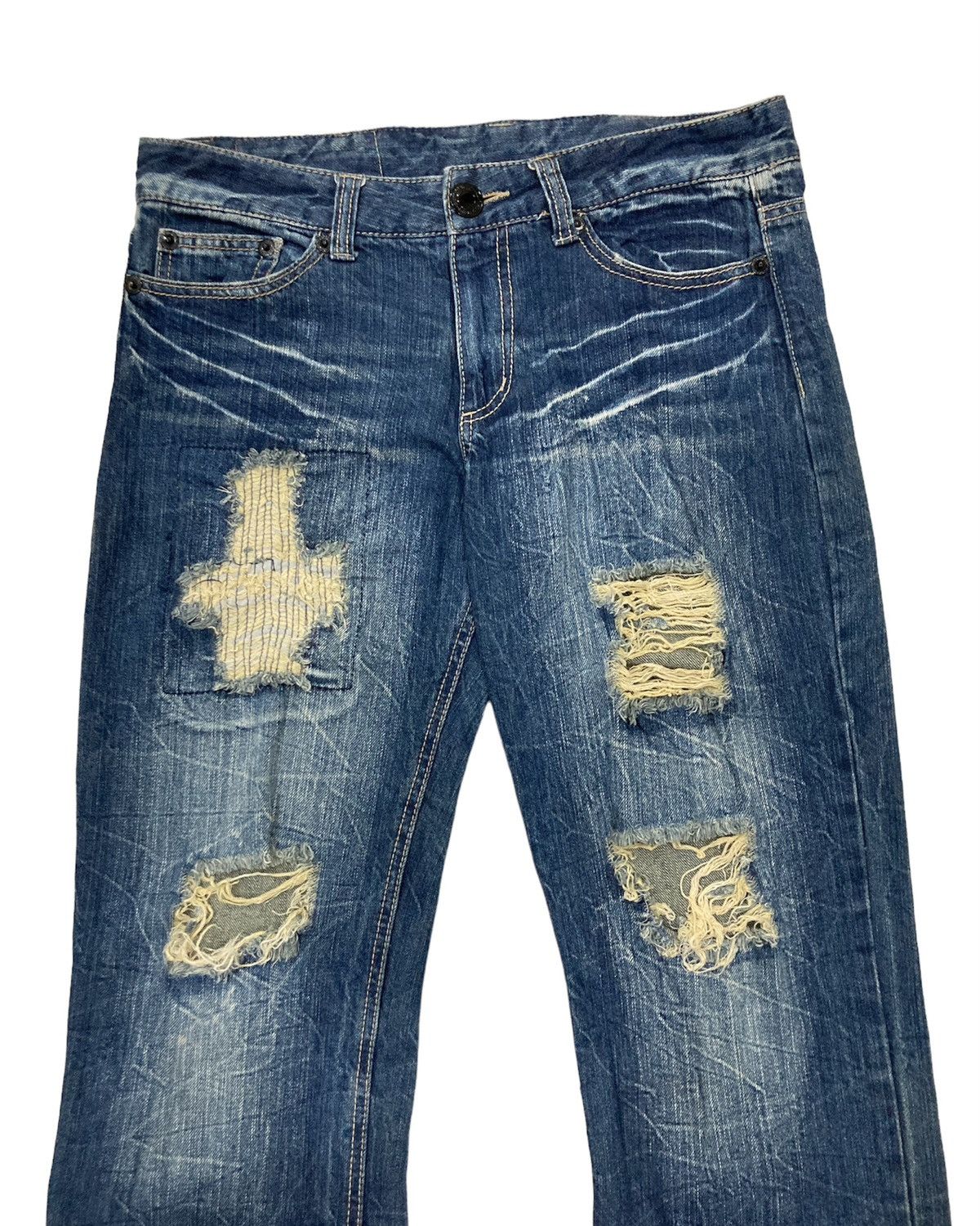 If Six Was Nine RARE Japanese Distressed Patched Streetwear Denim Size US 34 / EU 50 - 2 Thumbnail