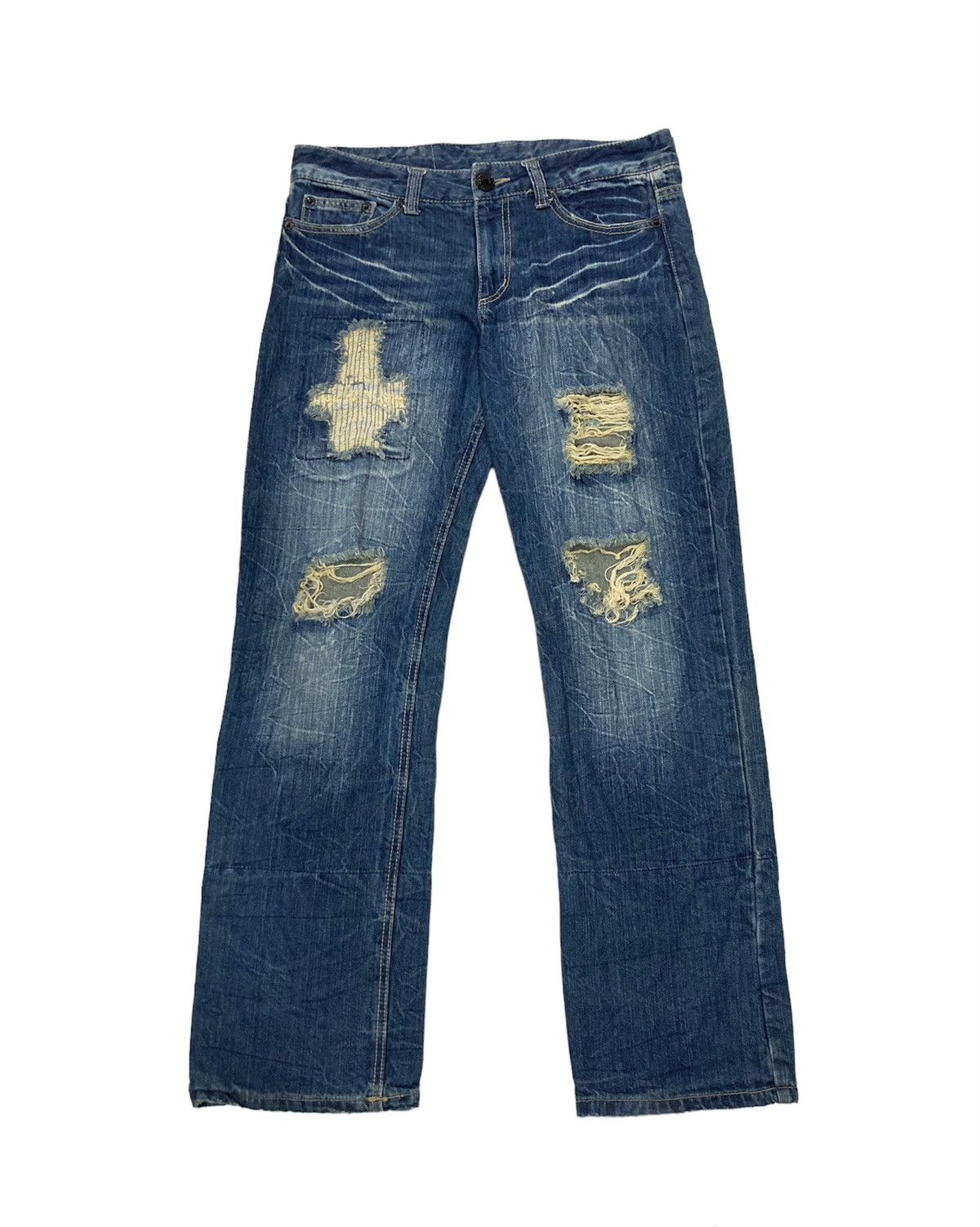 If Six Was Nine RARE Japanese Distressed Patched Streetwear Denim Size US 34 / EU 50 - 1 Thumbnail