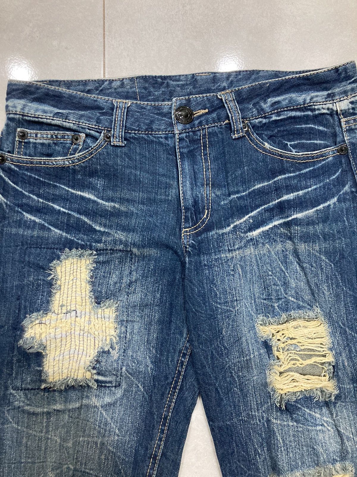 If Six Was Nine RARE Japanese Distressed Patched Streetwear Denim Size US 34 / EU 50 - 5 Thumbnail