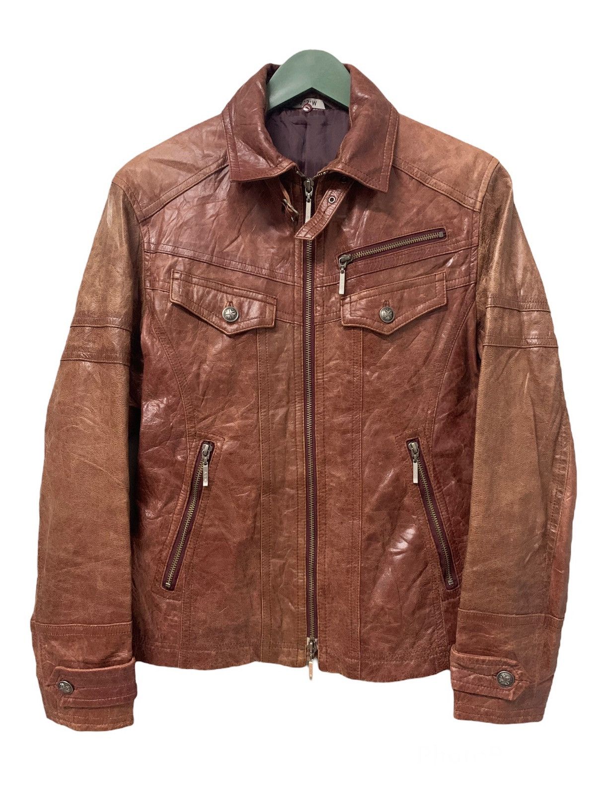 Vintage A.S.M Classic Leather Jacket Man Fashion US Style