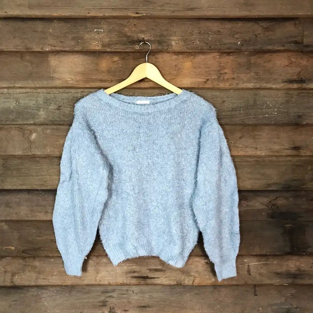 Gu Blue Shag Shaggy Fur Mohair Knitwear #741