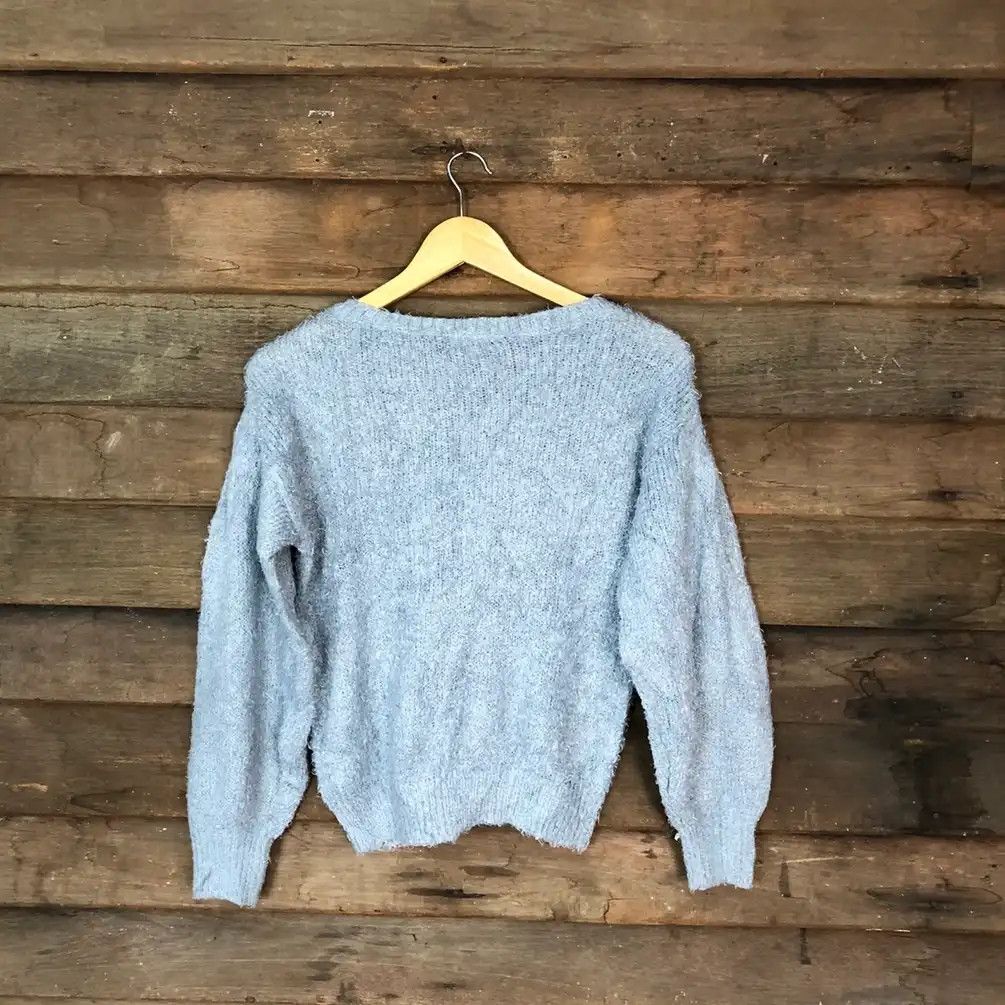 GU Gu Blue Shag Shaggy Fur Mohair Knitwear #741 Size US S / EU 44-46 / 1 - 10 Thumbnail