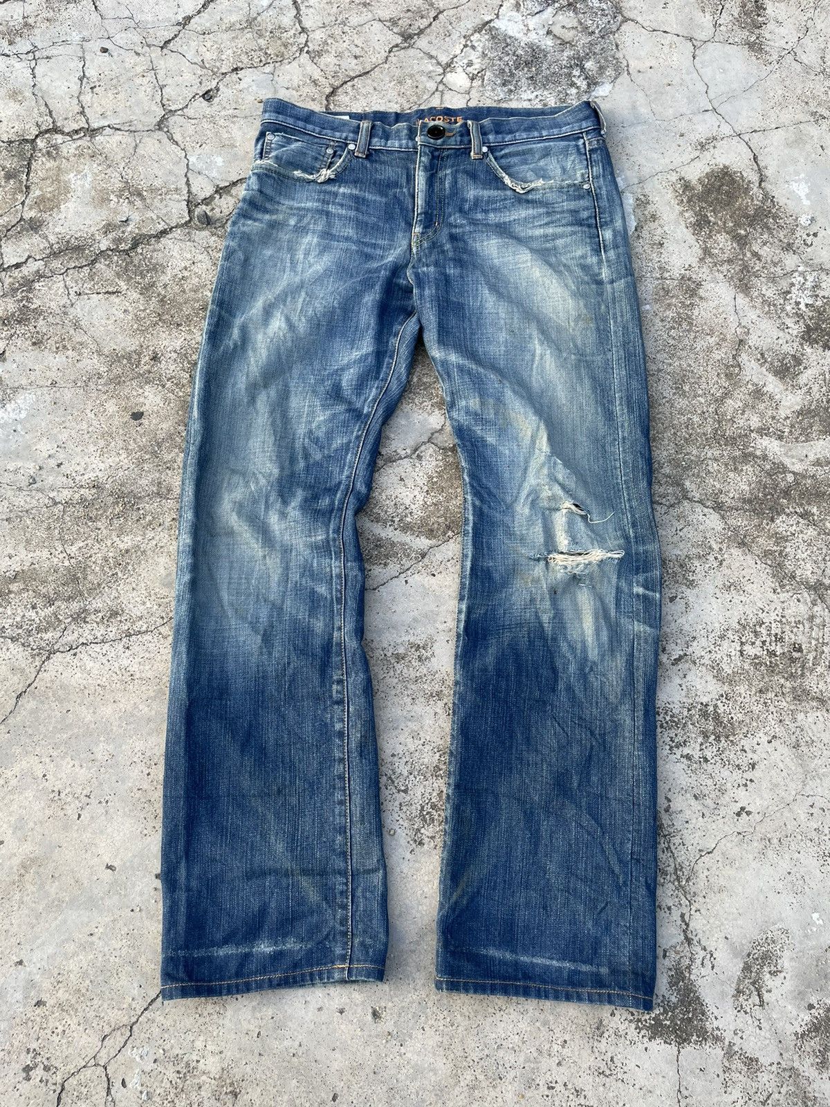 Lacoste × Vintage Vintage Lacoste Selvedge Denim Faded Wash Jeans Size US 34 / EU 50 - 2 Thumbnail