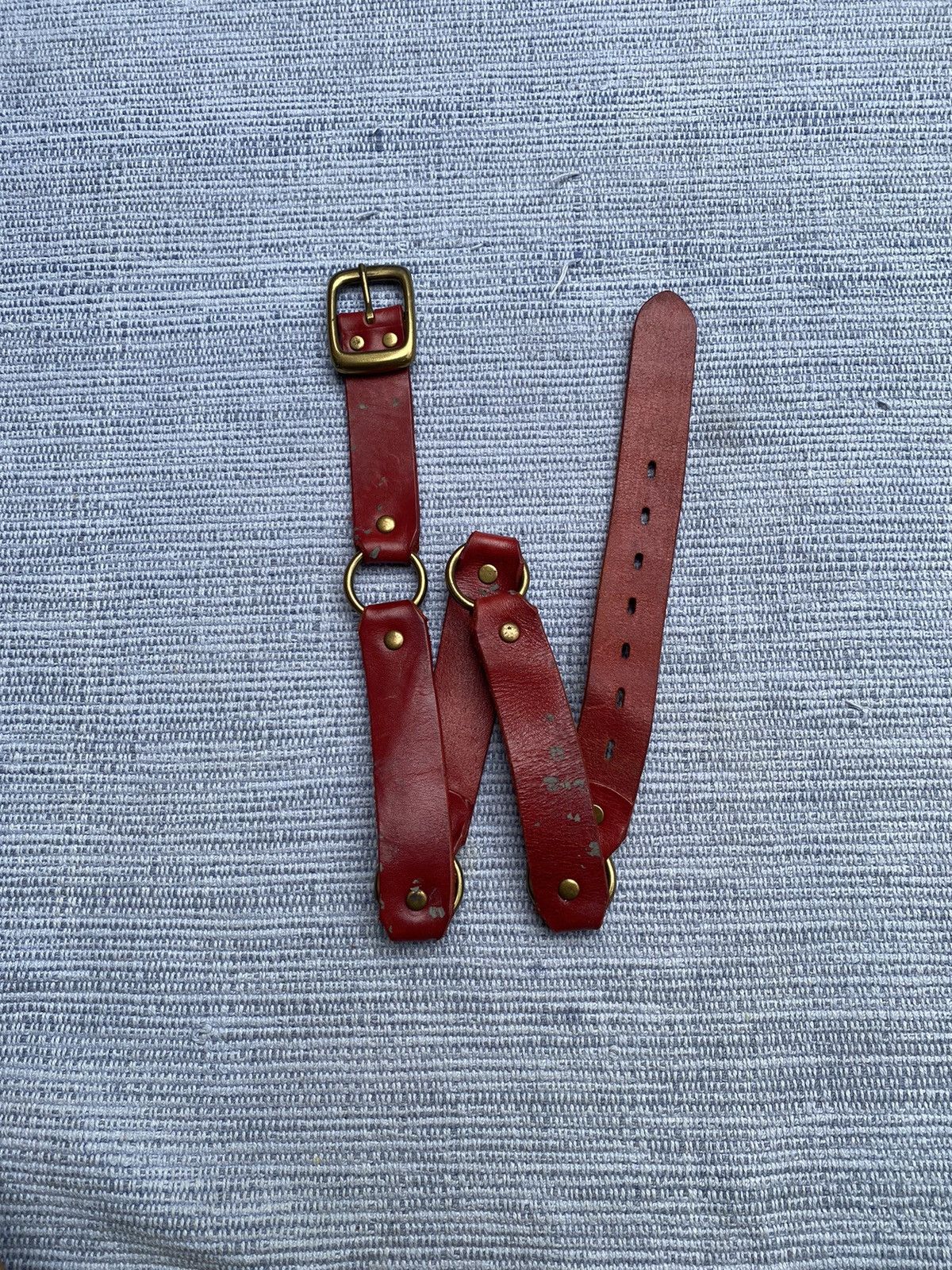 Vintage red leather belt Size ONE SIZE - 1 Thumbnail