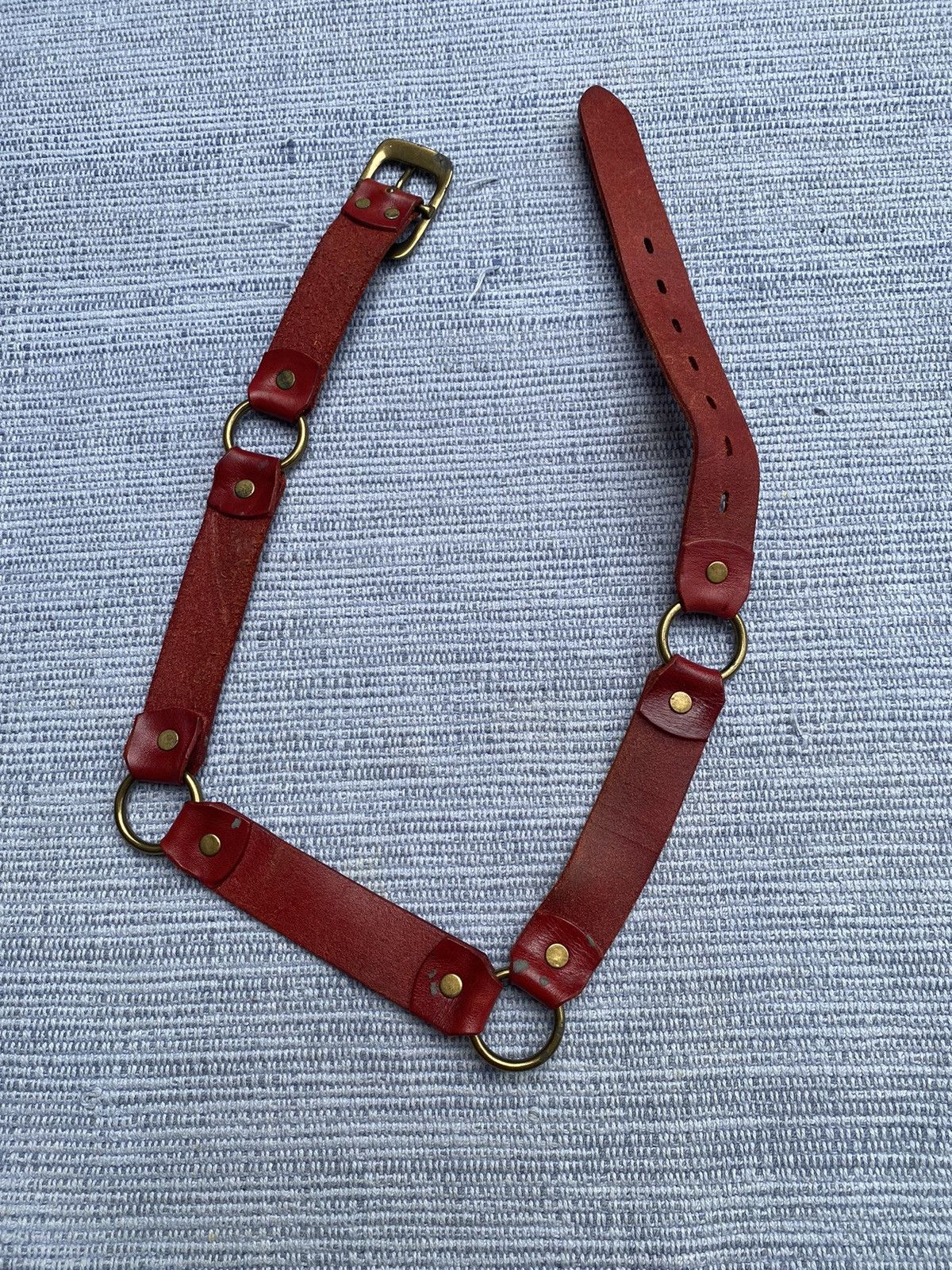 Vintage red leather belt Size ONE SIZE - 3 Thumbnail