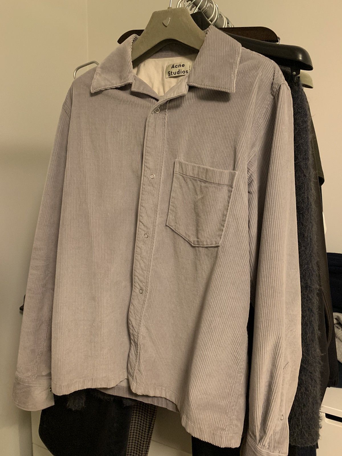Pre-owned Acne Studios Aw19 Corduroy Workwear Shirt In Grey