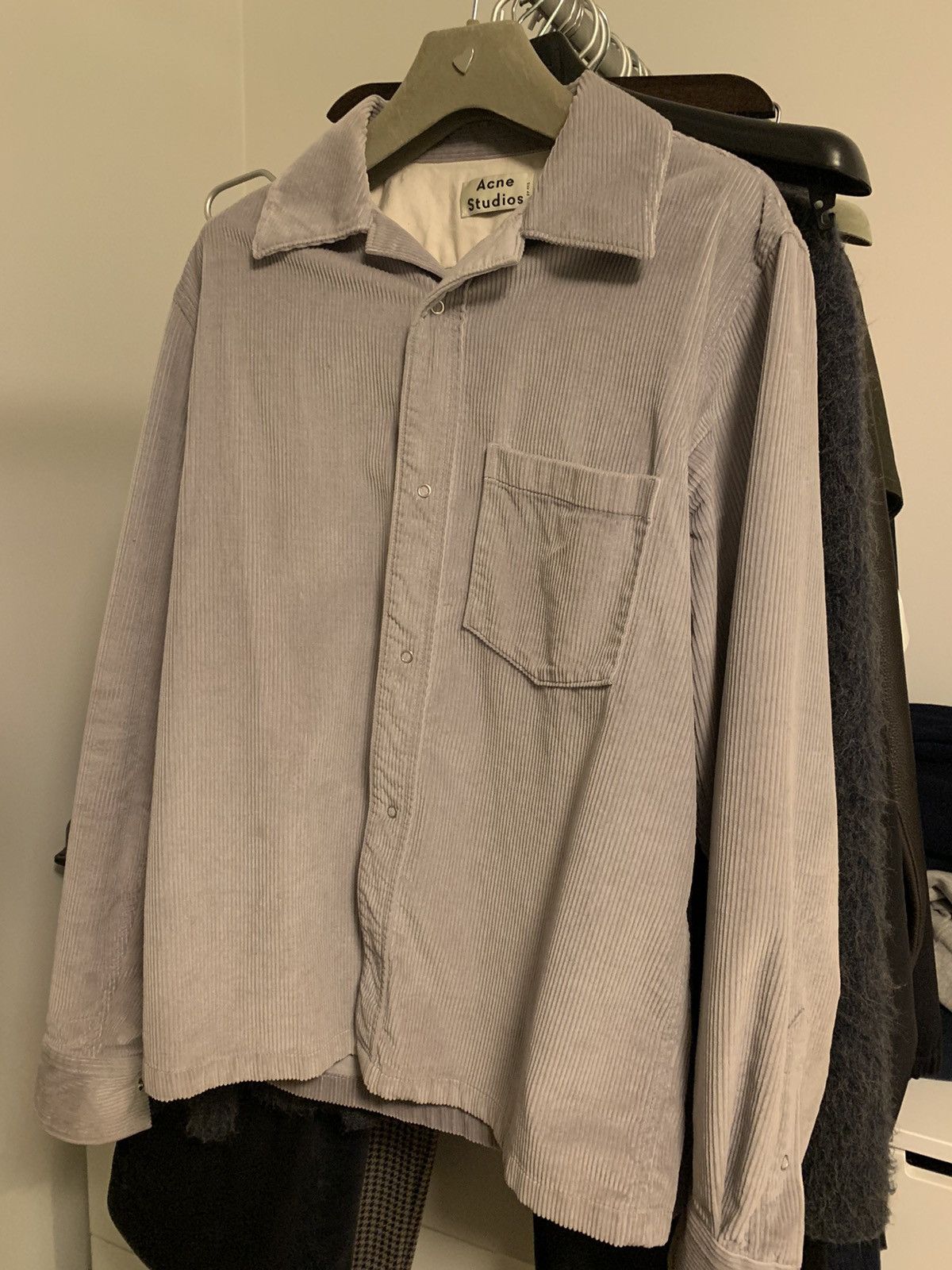 image of Acne Studios Aw19 Corduroy Workwear Shirt in Grey, Men's (Size Medium)