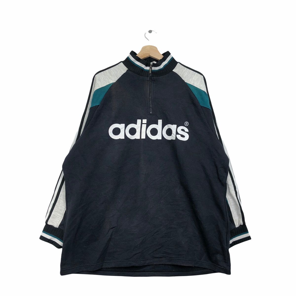 Adidas Vintage Adidas Spell Out Big Stripes Sweatshirts Size US XXL / EU 58 / 5 - 1 Thumbnail