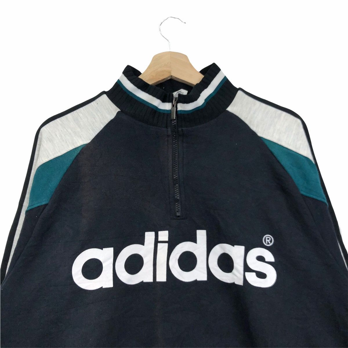 Adidas Vintage Adidas Spell Out Big Stripes Sweatshirts Size US XXL / EU 58 / 5 - 3 Thumbnail