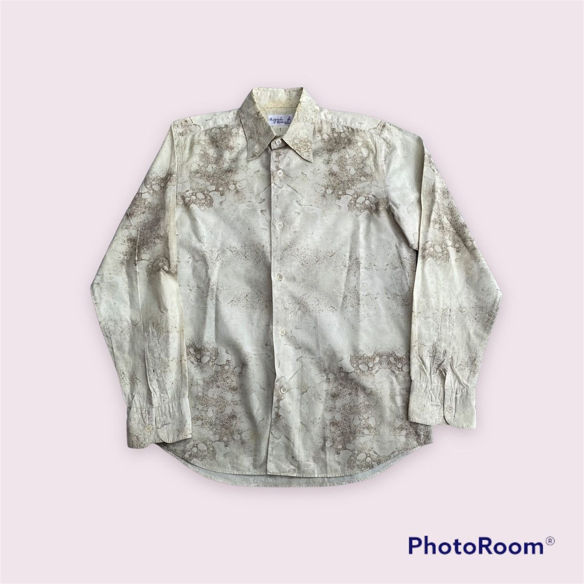 image of Agnes B x Vintage Printed Shirt in Dirty White, Men's (Size Small)