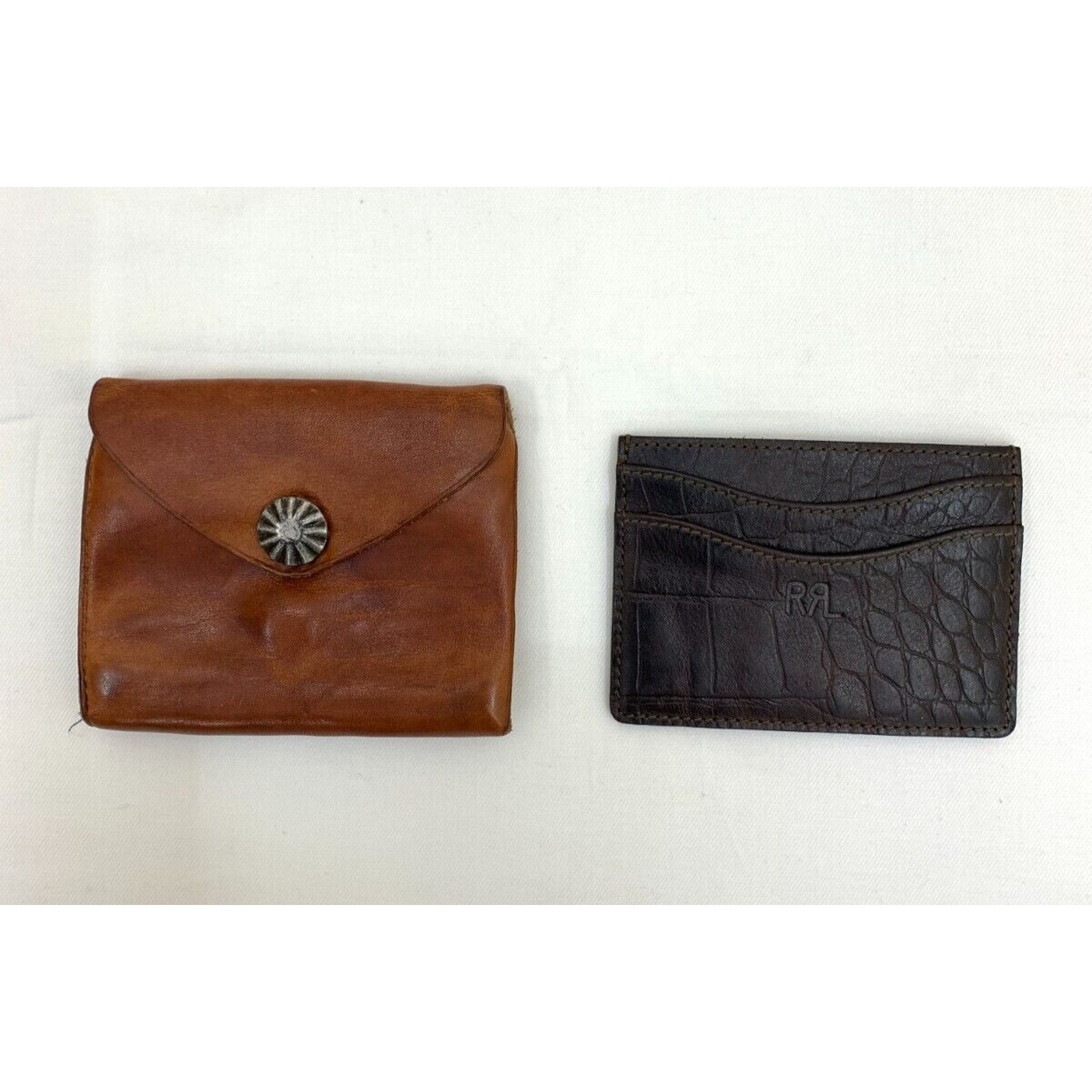 Double RL Tumbled Leather Card Wallet RRL Ralph Lauren Concho Card