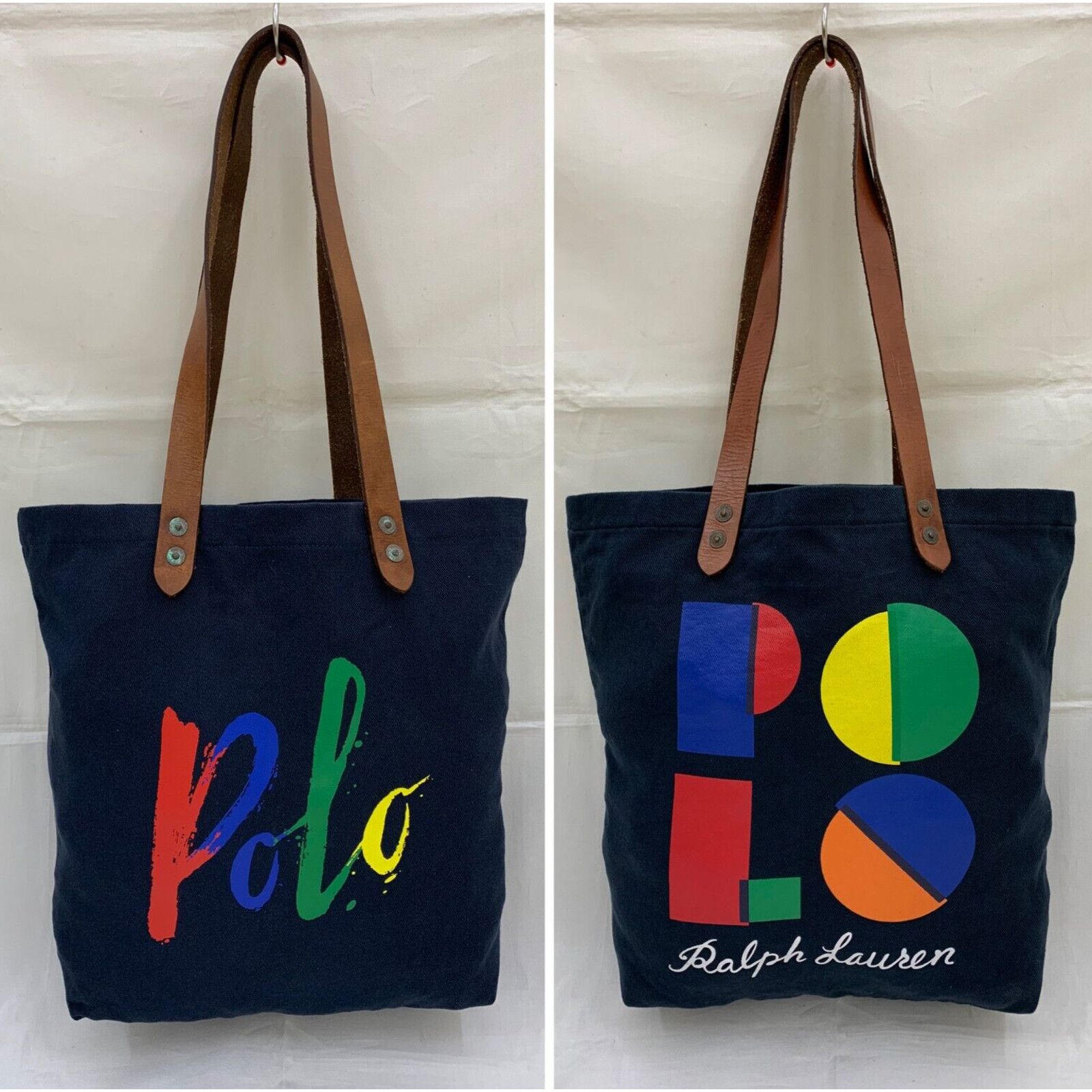 Polo Ralph Lauren Canvas Cotton Shopper Market Tote COMBO