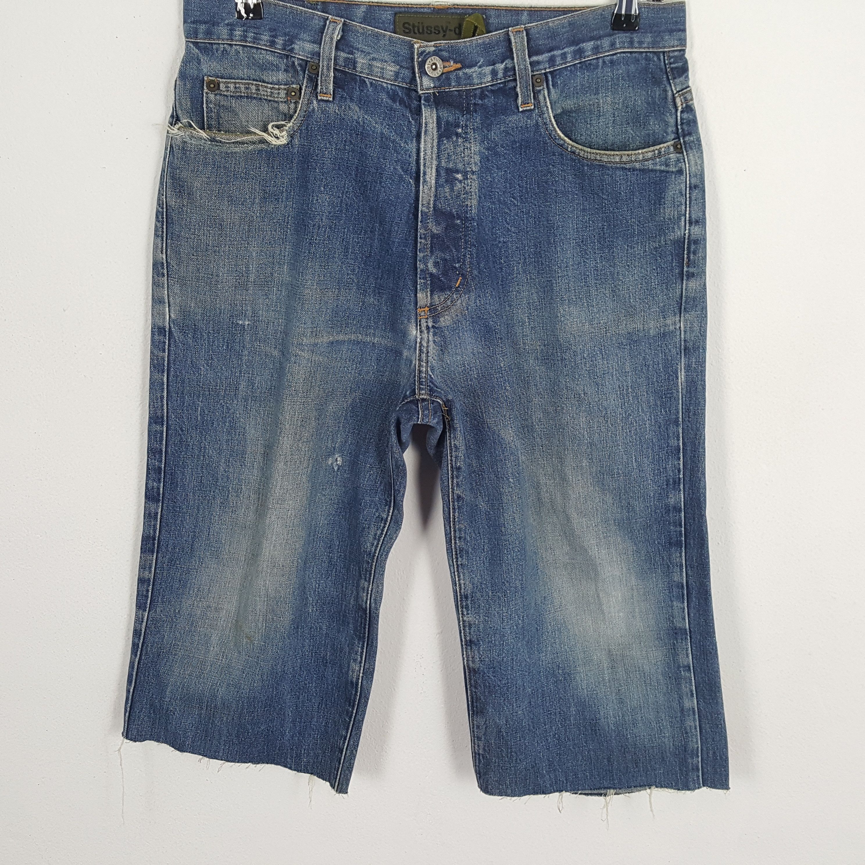 Stussy × Vintage STUSSY Streetwear Skateboard Style Custom Art Short Jeans Size US 33 - 4 Thumbnail