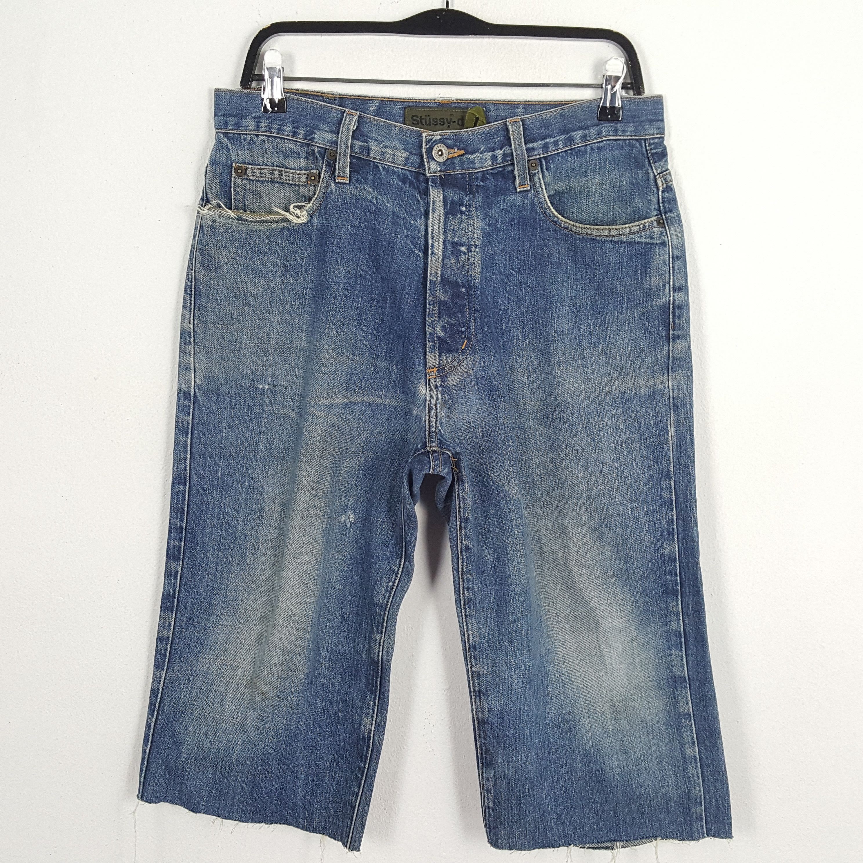 Stussy × Vintage STUSSY Streetwear Skateboard Style Custom Art Short Jeans Size US 33 - 3 Thumbnail